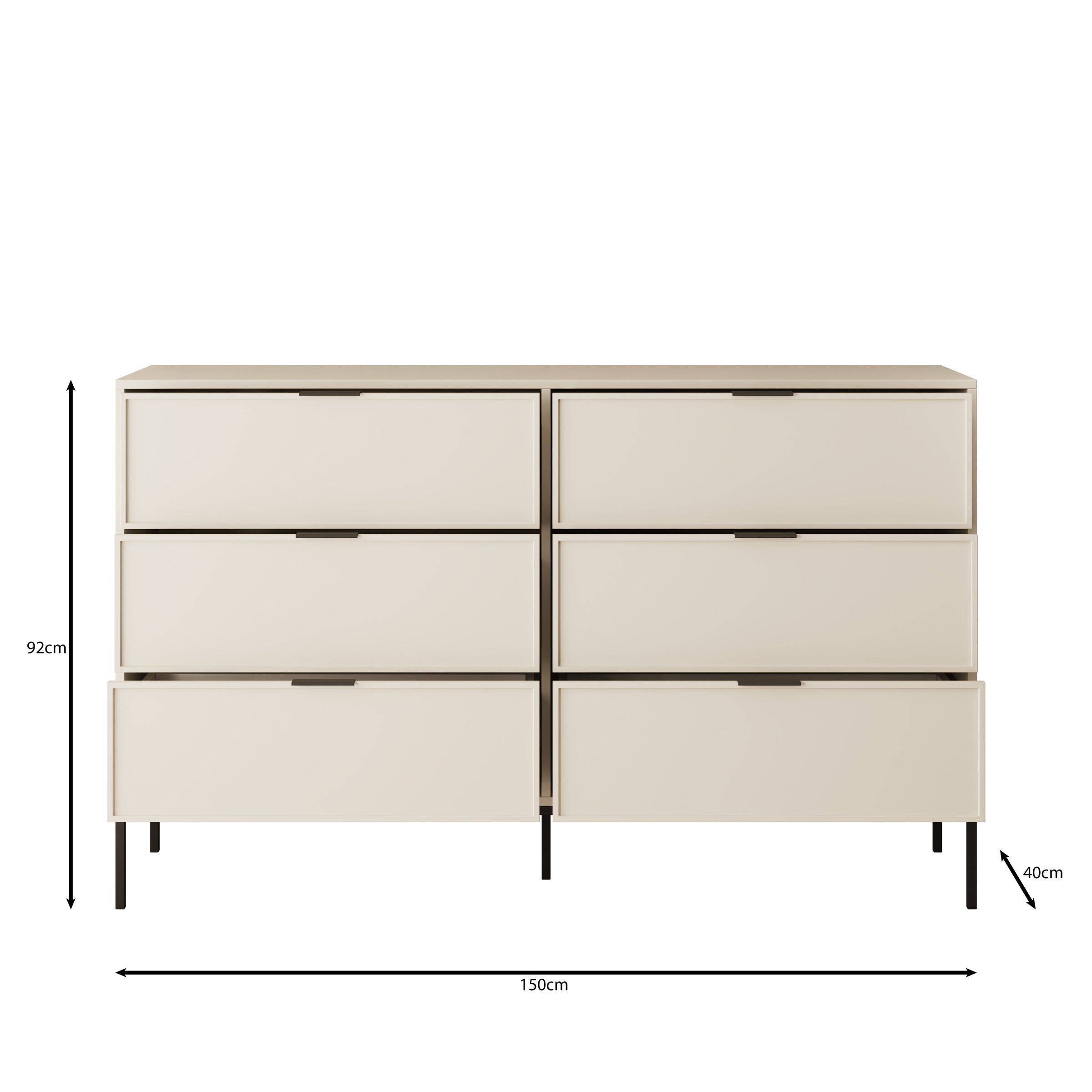 Dominica - Ladekast met 6 lades - Beige - 150x40x92 cm