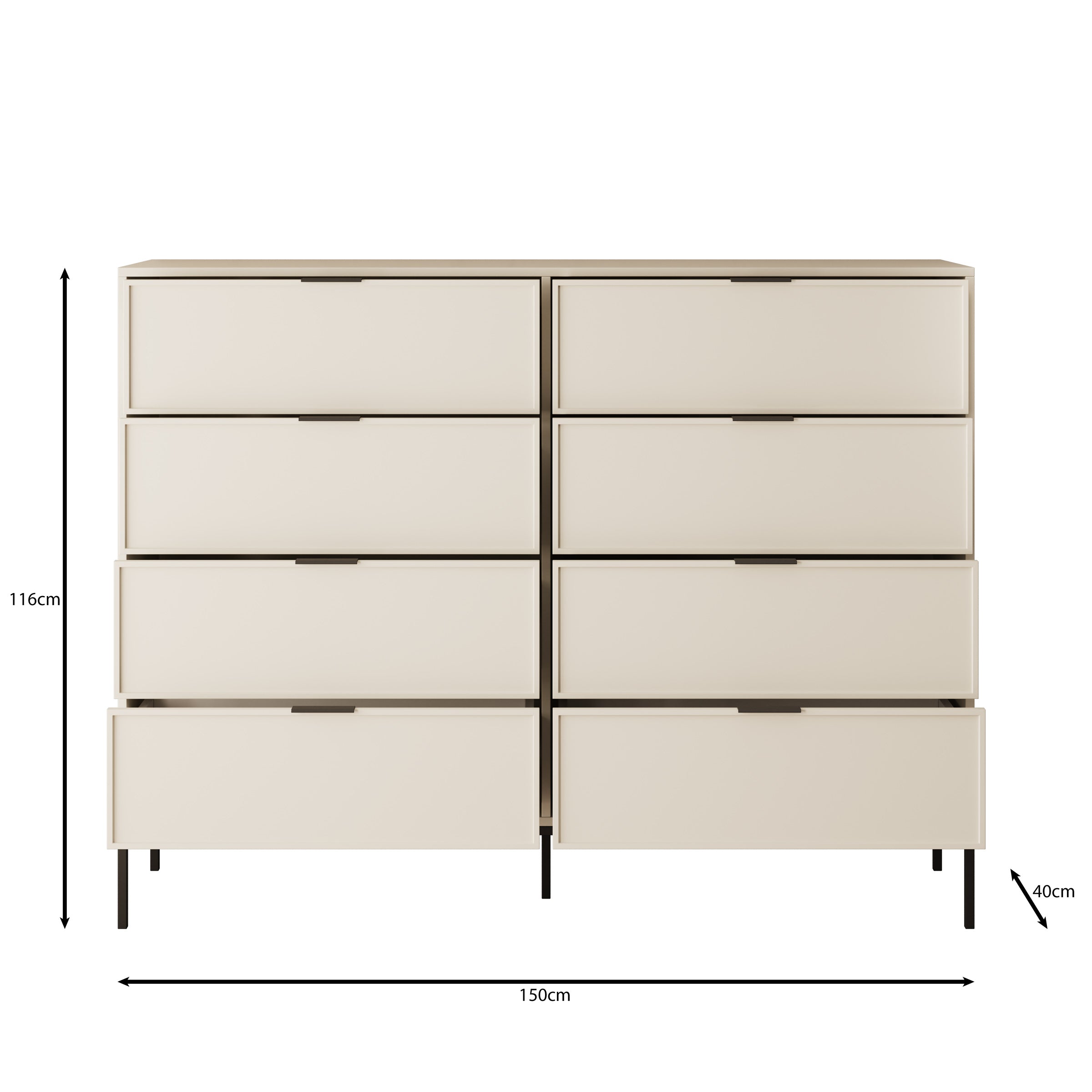 Dominica - Ladekast met 8 lades - Beige - 150x40x115 cm