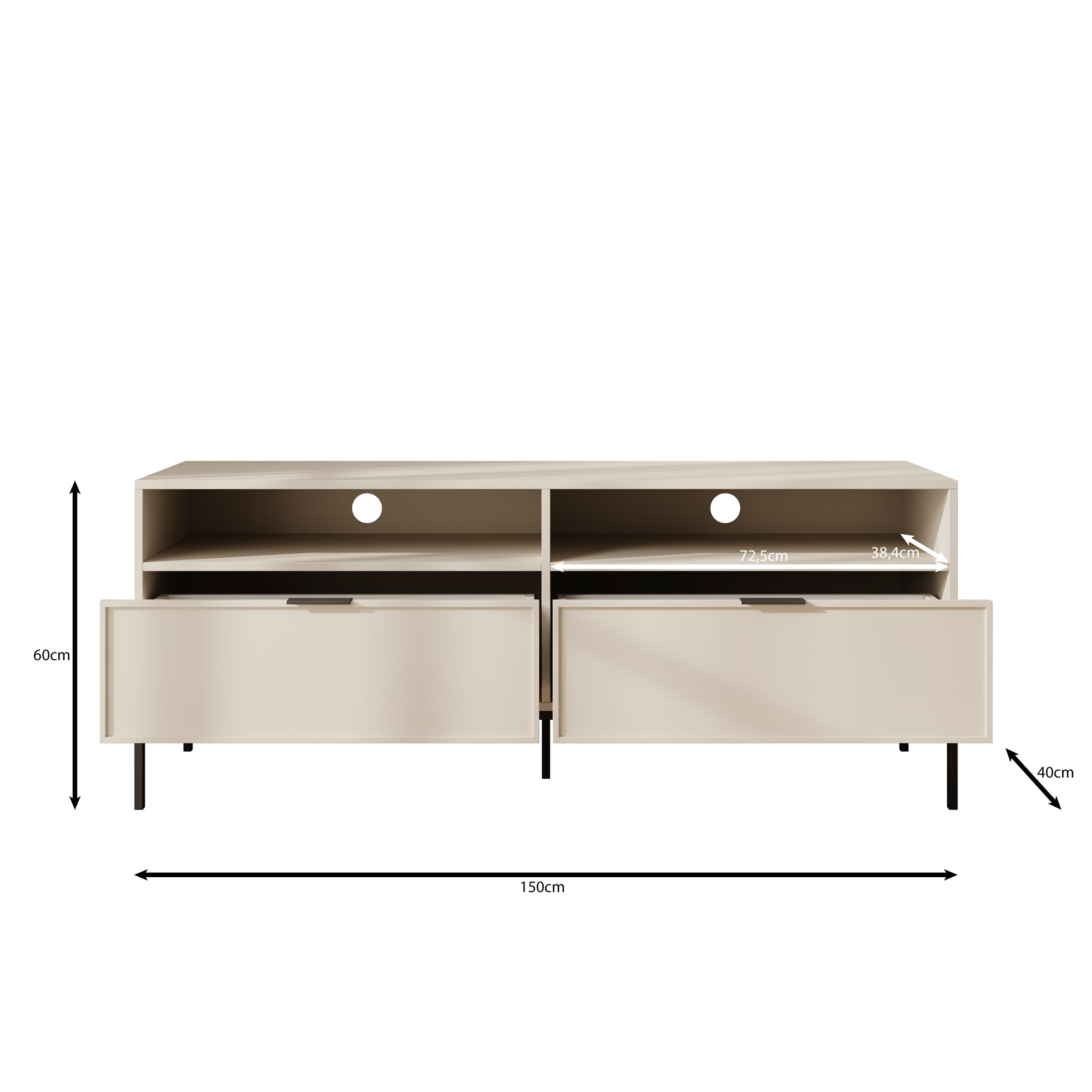 Dominica - TV-Meubel - Beige - 150x40x60 cm