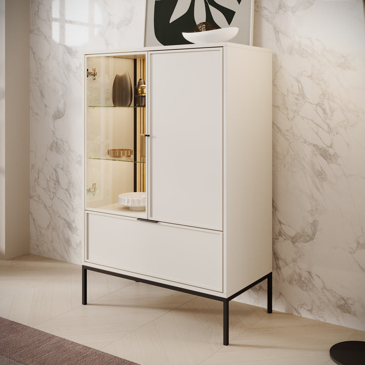 Dominica - Vitrinekast - Beige - 76x40x115 cm