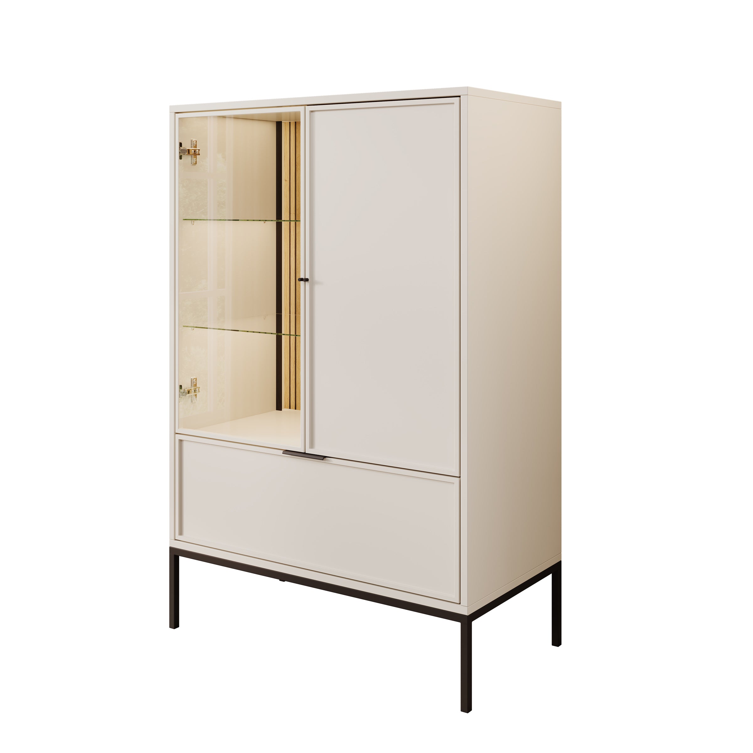 Dominica - Vitrinekast - Beige - 76x40x115 cm
