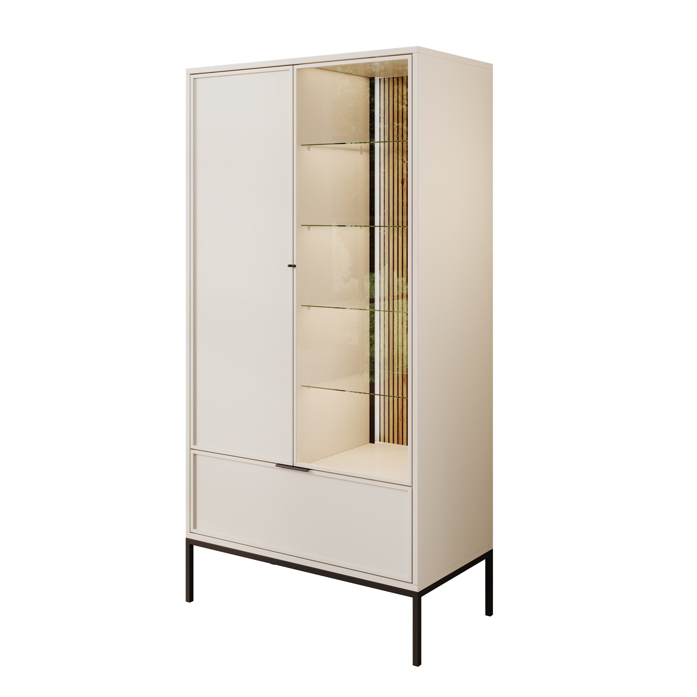 Dominica - Vitrinekast - Beige - 76x40x184 cm