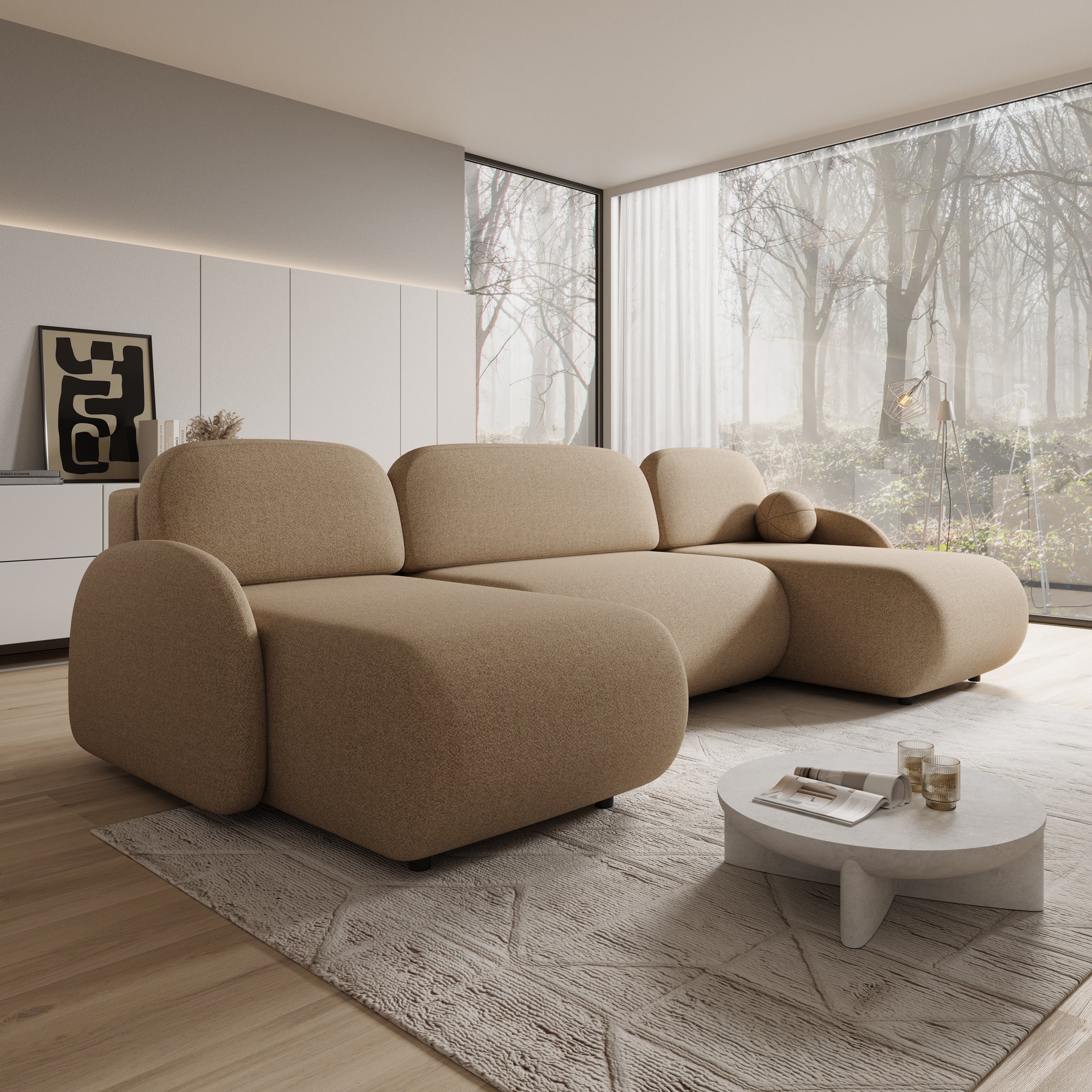 Dorado XL - Hoekbank 4-zits met chaise longue - Universeel -  Stof beige