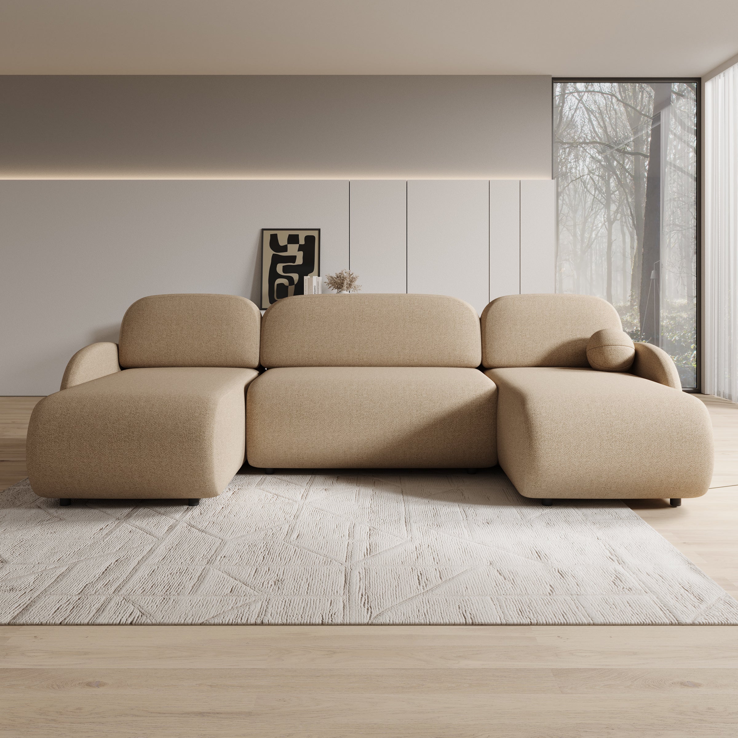 Dorado XL - Hoekbank 4-zits met chaise longue - Universeel -  Stof beige