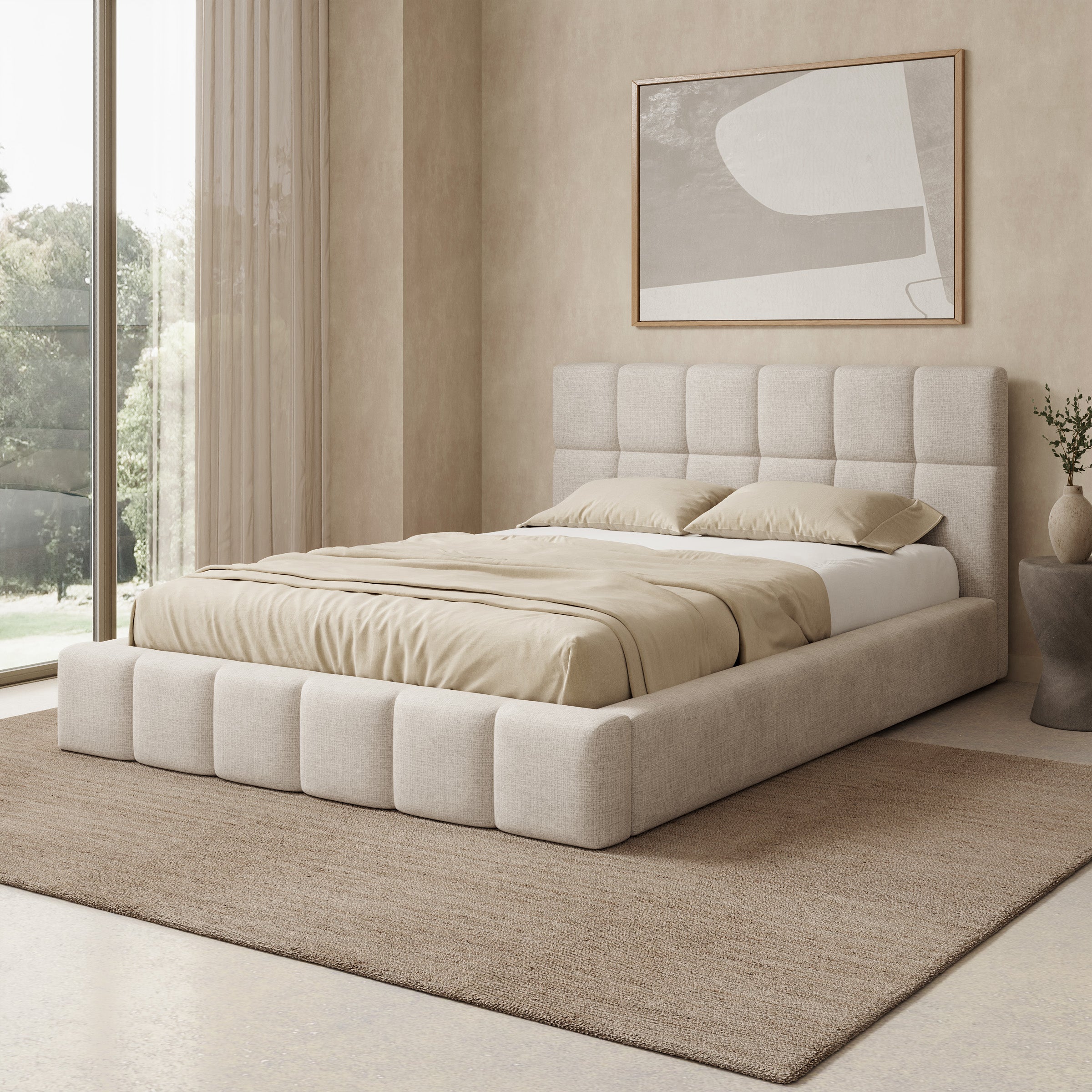 Dorevia - Tweepersoonsbed - Beige stof - 140x200 cm