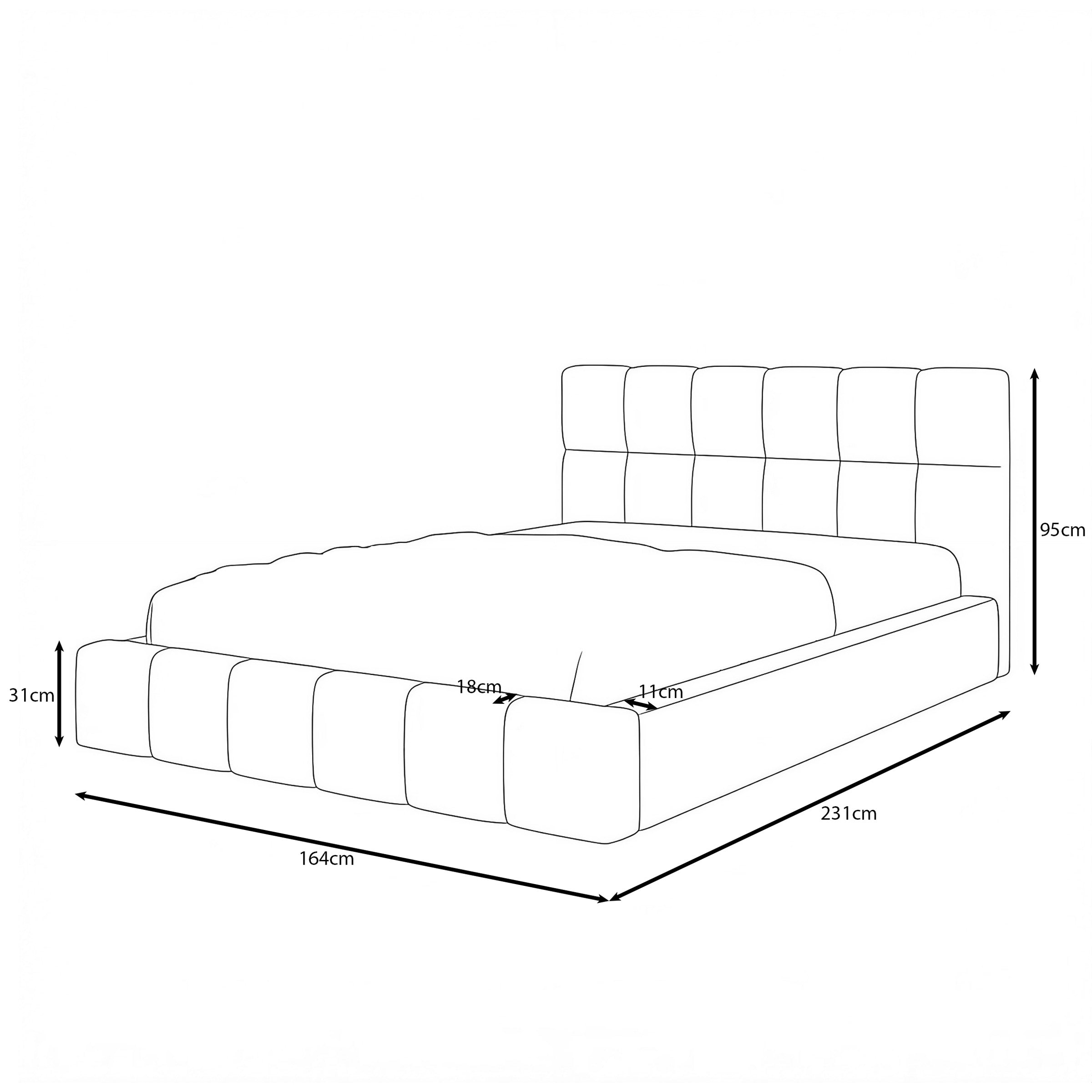 Dorevia - Tweepersoonsbed - Beige stof - 140x200 cm