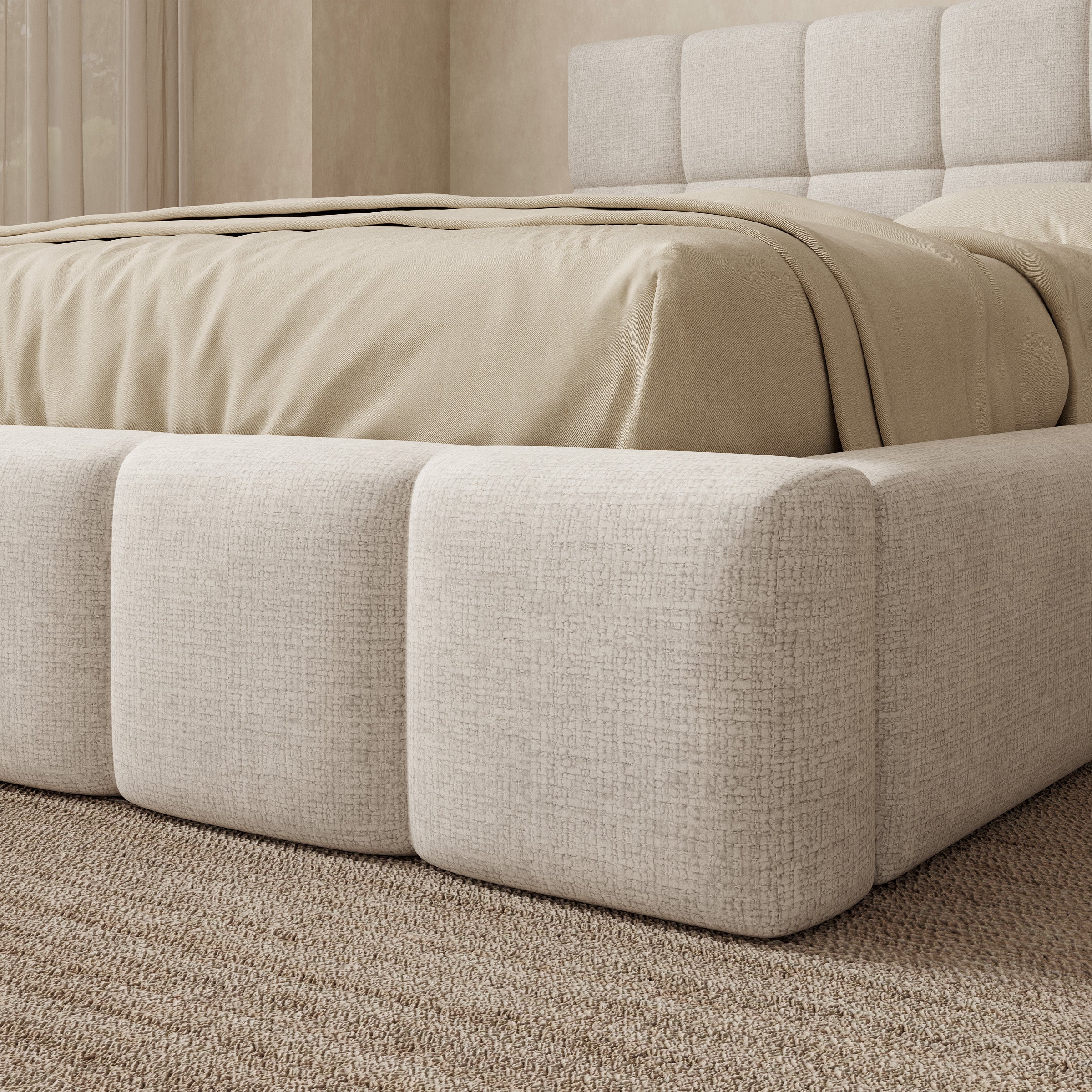 Dorevia - Tweepersoonsbed - Beige stof - 140x200 cm