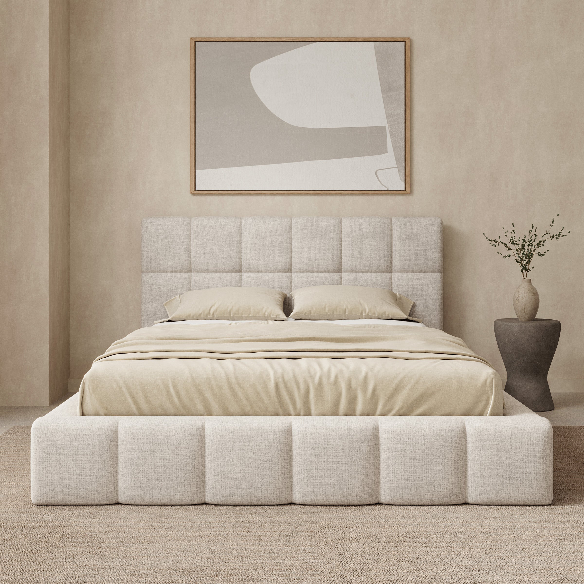 Dorevia - Tweepersoonsbed - Beige stof - 140x200 cm