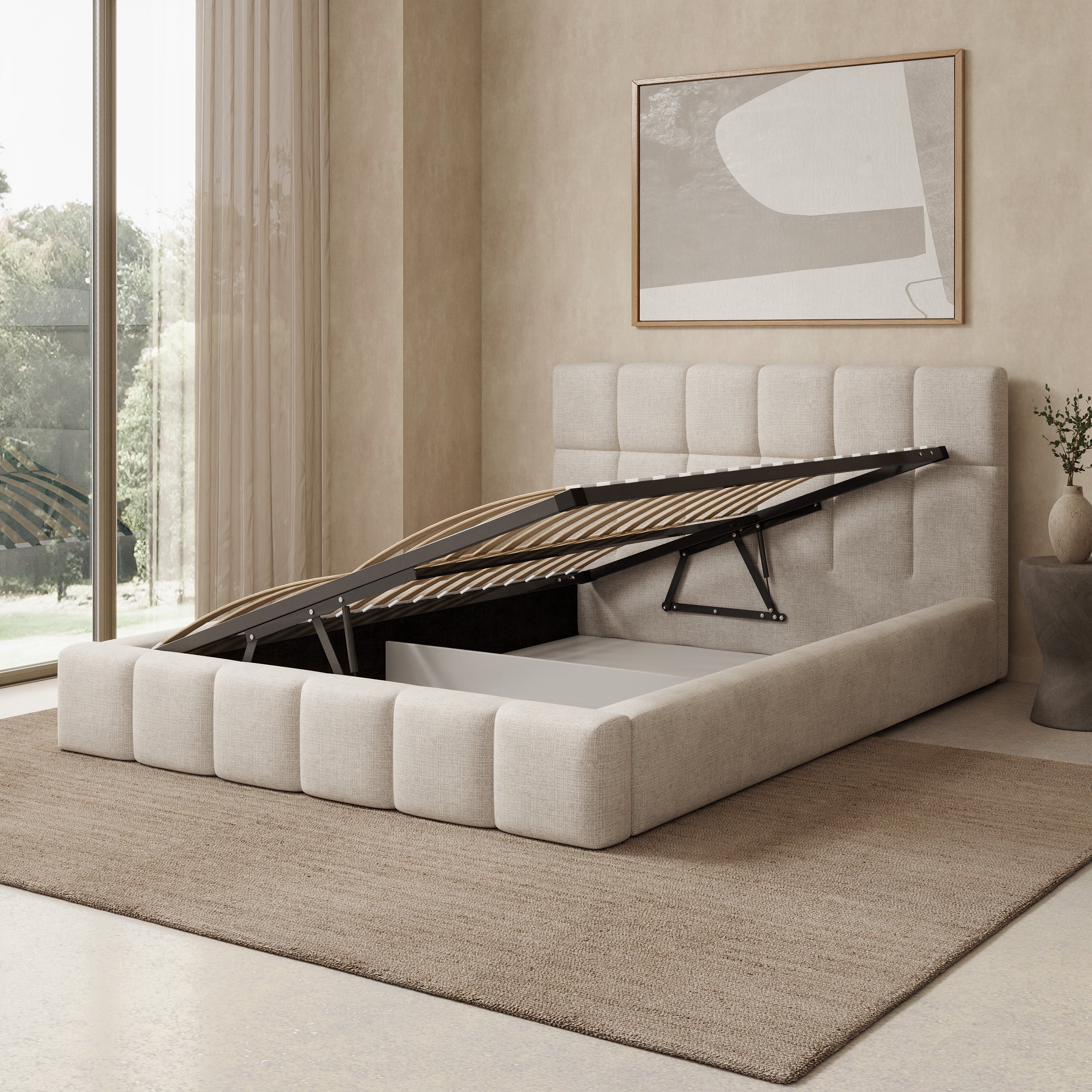 Dorevia - Tweepersoonsbed - Beige stof - 140x200 cm