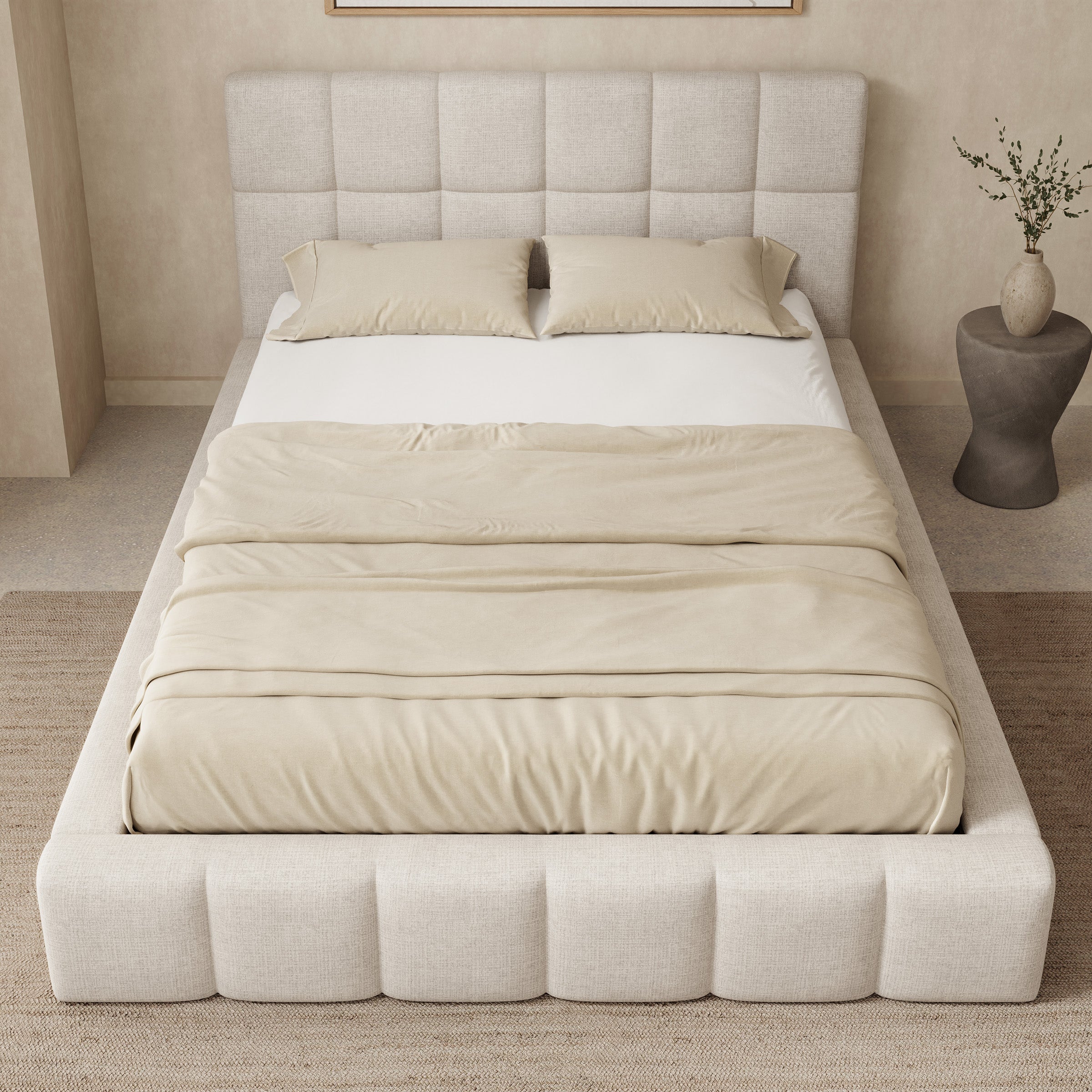 Dorevia - Tweepersoonsbed - Beige stof - 140x200 cm
