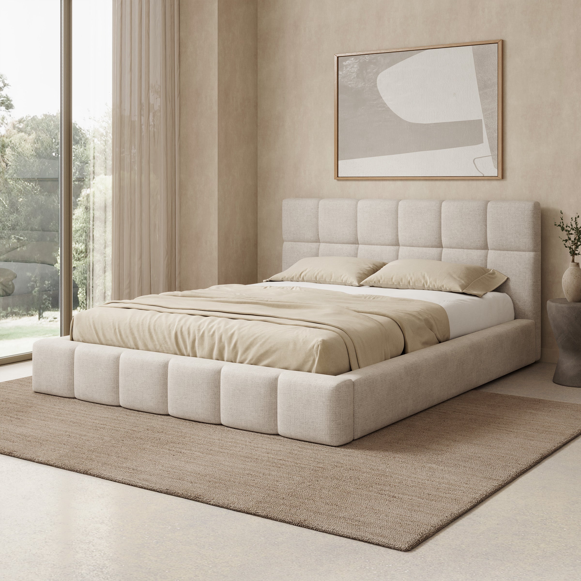 Dorevia - Tweepersoonsbed - Beige stof - 160x200 cm