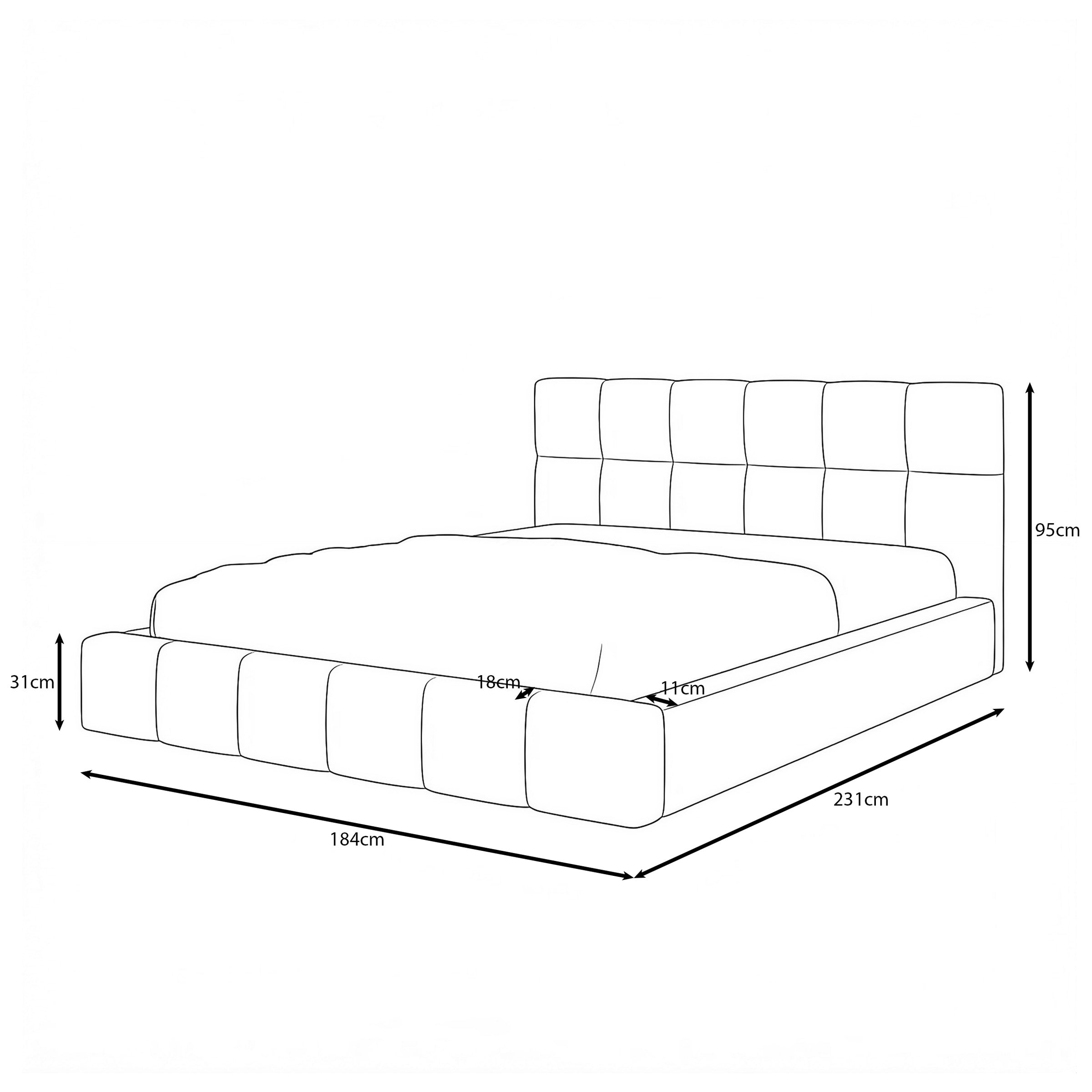 Dorevia - Tweepersoonsbed - Beige stof - 160x200 cm