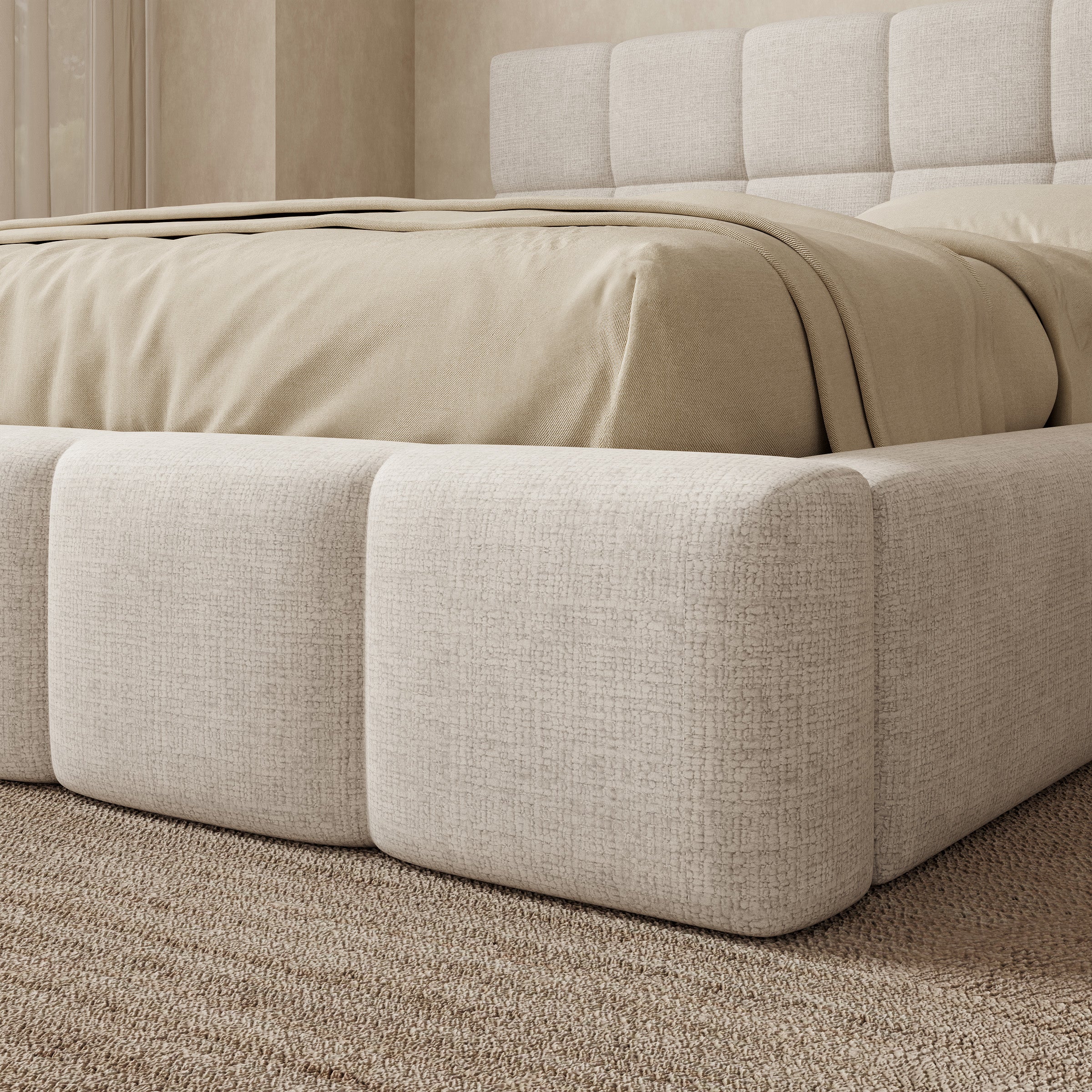 Dorevia - Tweepersoonsbed - Beige stof - 160x200 cm