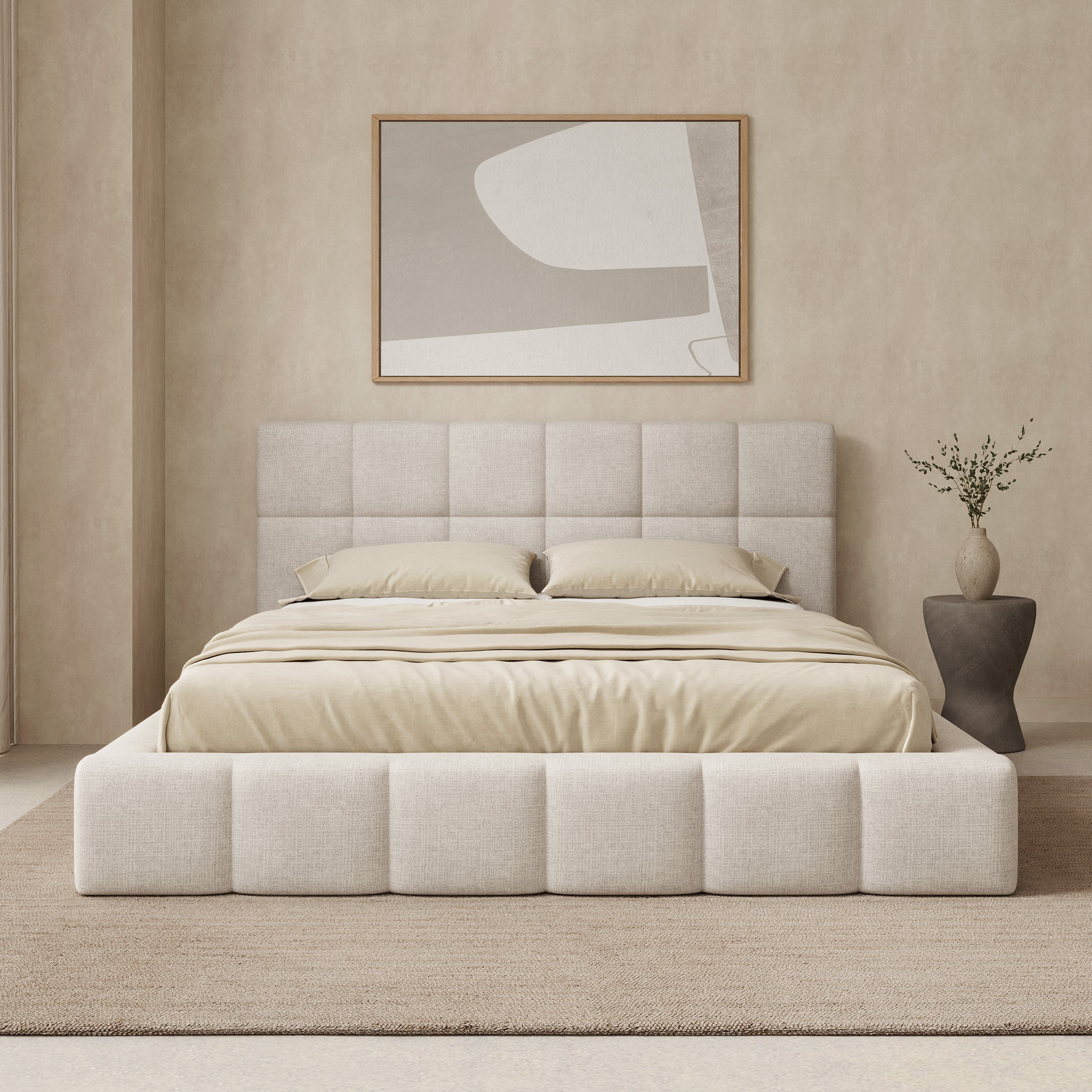 Dorevia - Tweepersoonsbed - Beige stof - 160x200 cm