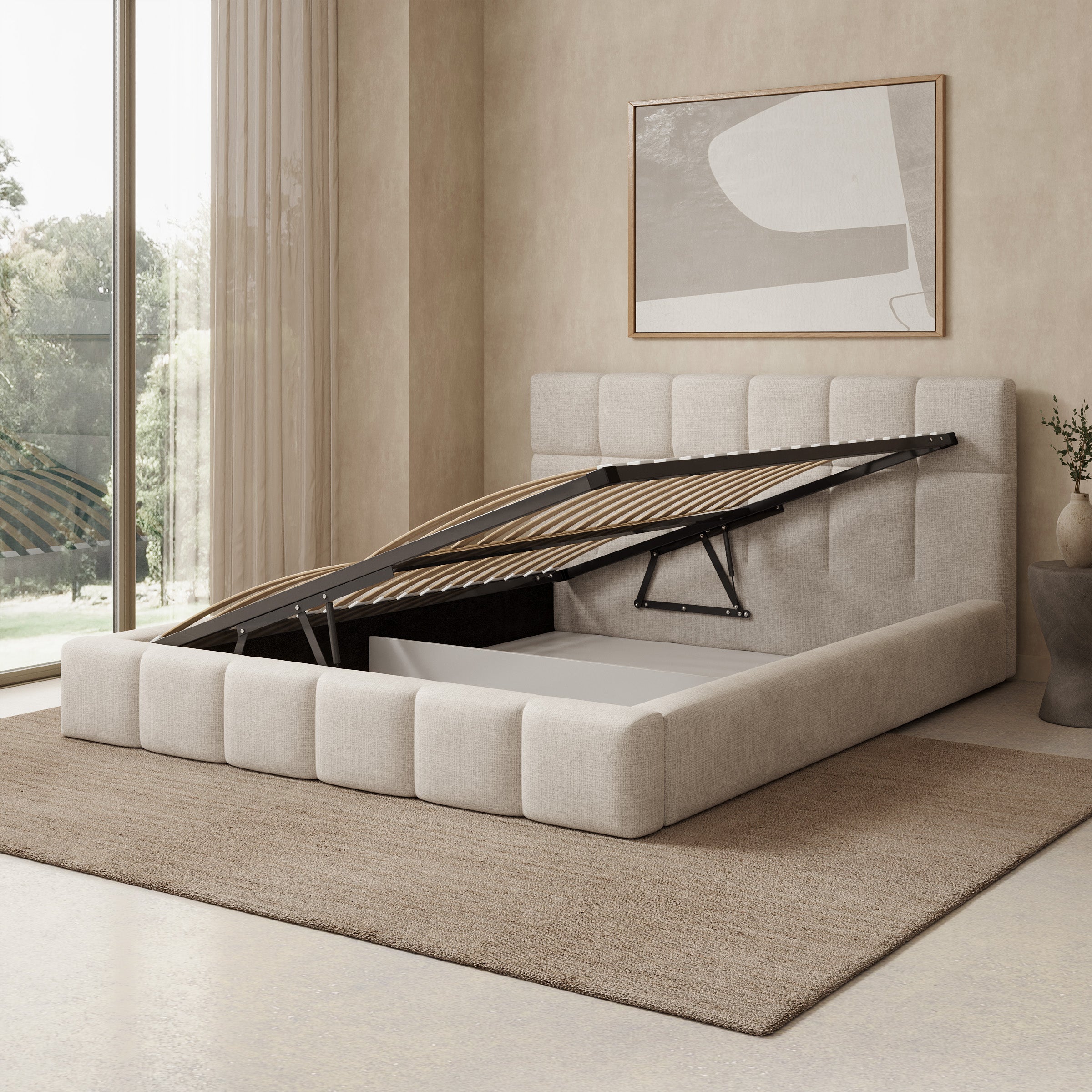 Dorevia - Tweepersoonsbed - Beige stof - 160x200 cm