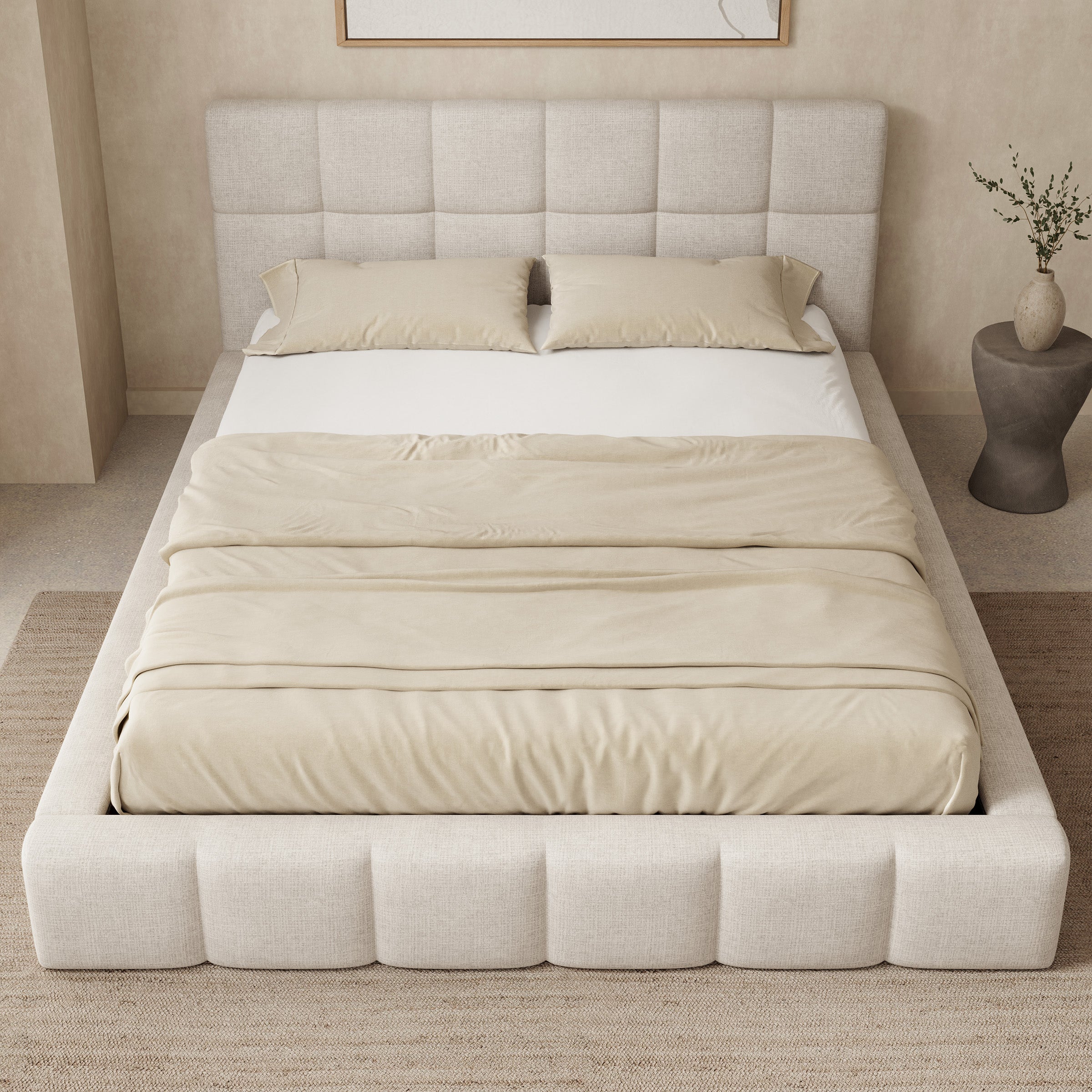 Dorevia - Tweepersoonsbed - Beige stof - 160x200 cm