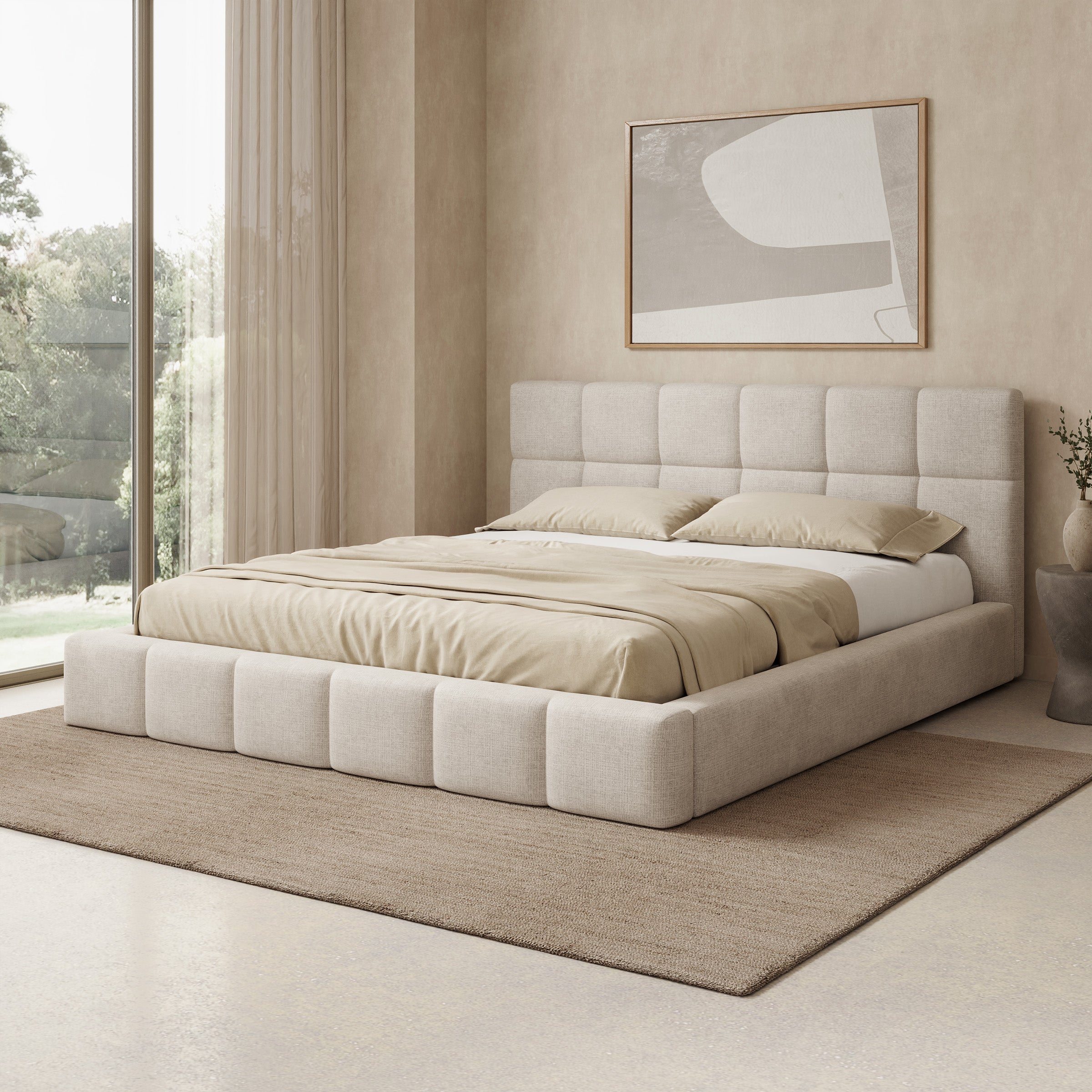 Dorevia - Tweepersoonsbed - Beige stof - 180x200 cm