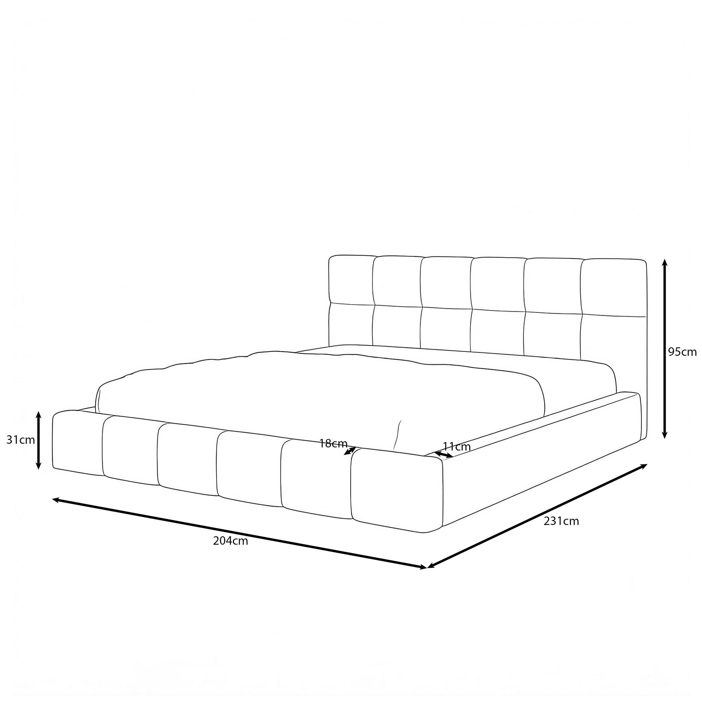 Dorevia - Tweepersoonsbed - Beige stof - 180x200 cm