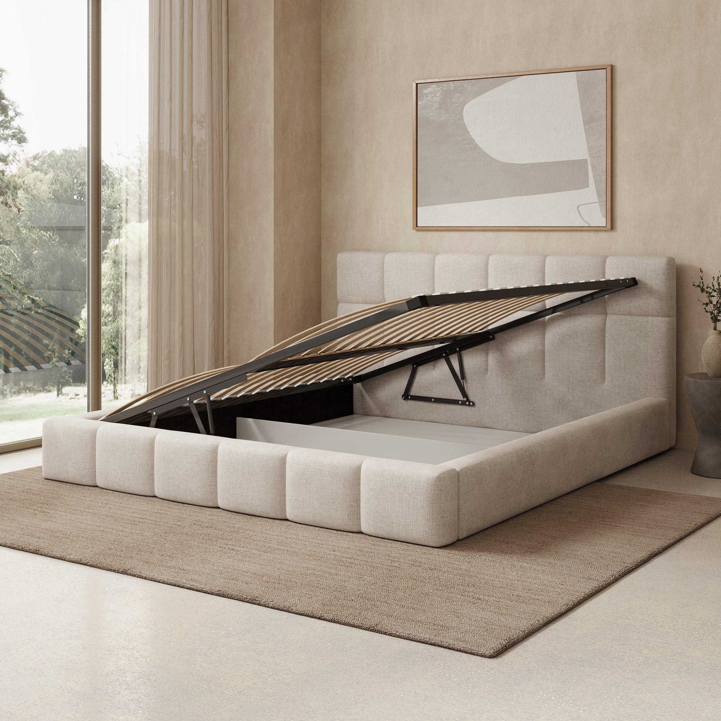 Dorevia - Tweepersoonsbed - Beige stof - 180x200 cm