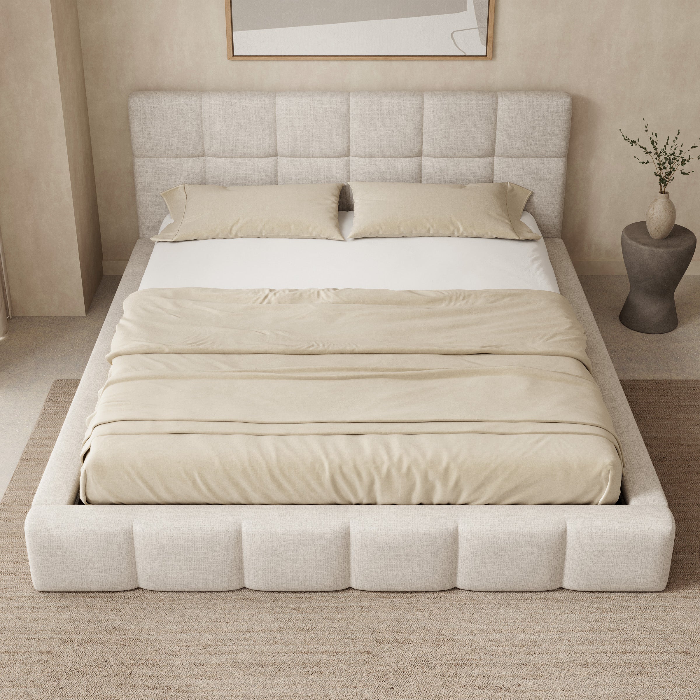 Dorevia - Tweepersoonsbed - Beige stof - 180x200 cm