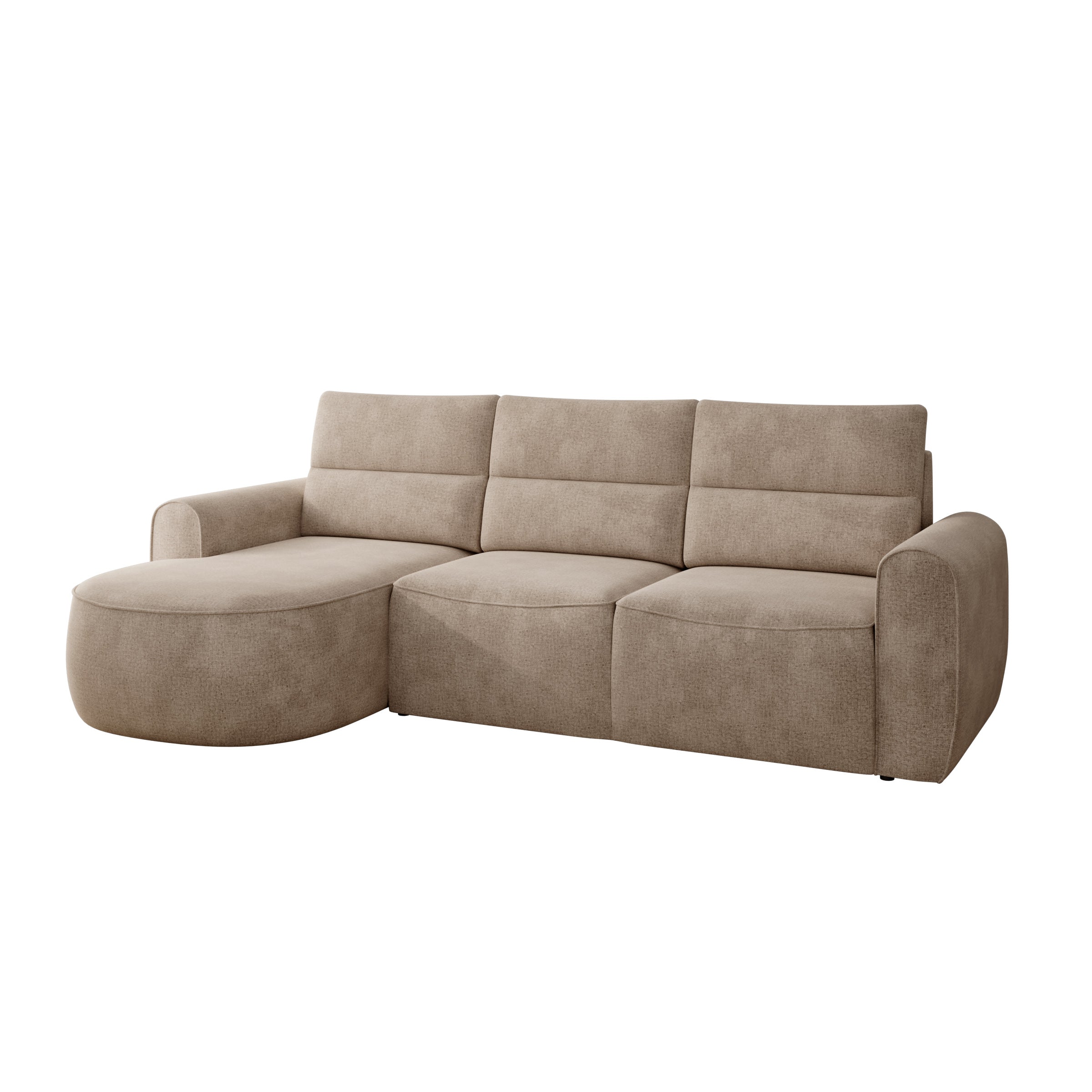 Doval - Hoekbank 3-zits met chaise longue - Stof beige - Links