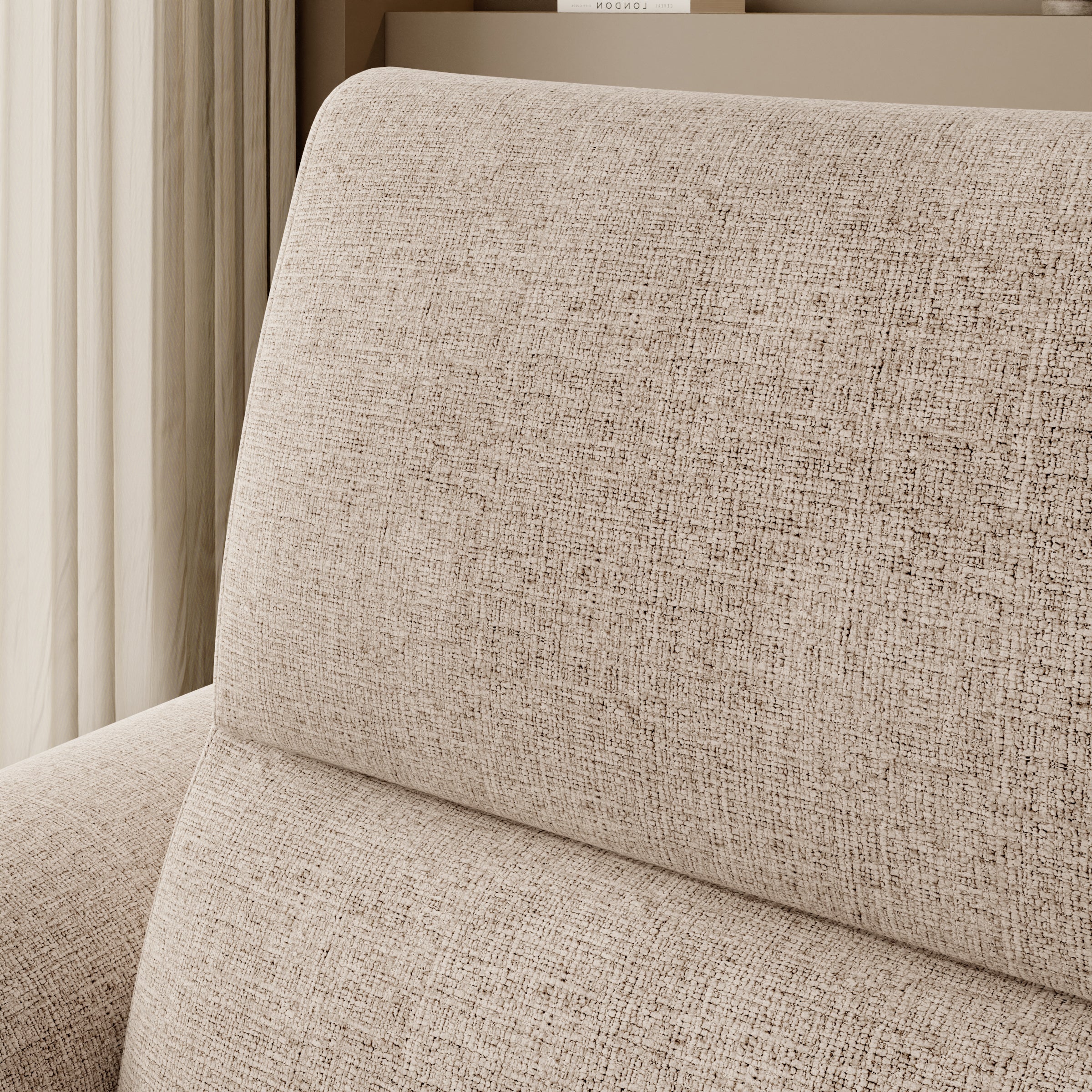 Doval - Hoekbank 3-zits met chaise longue - Stof beige - Links