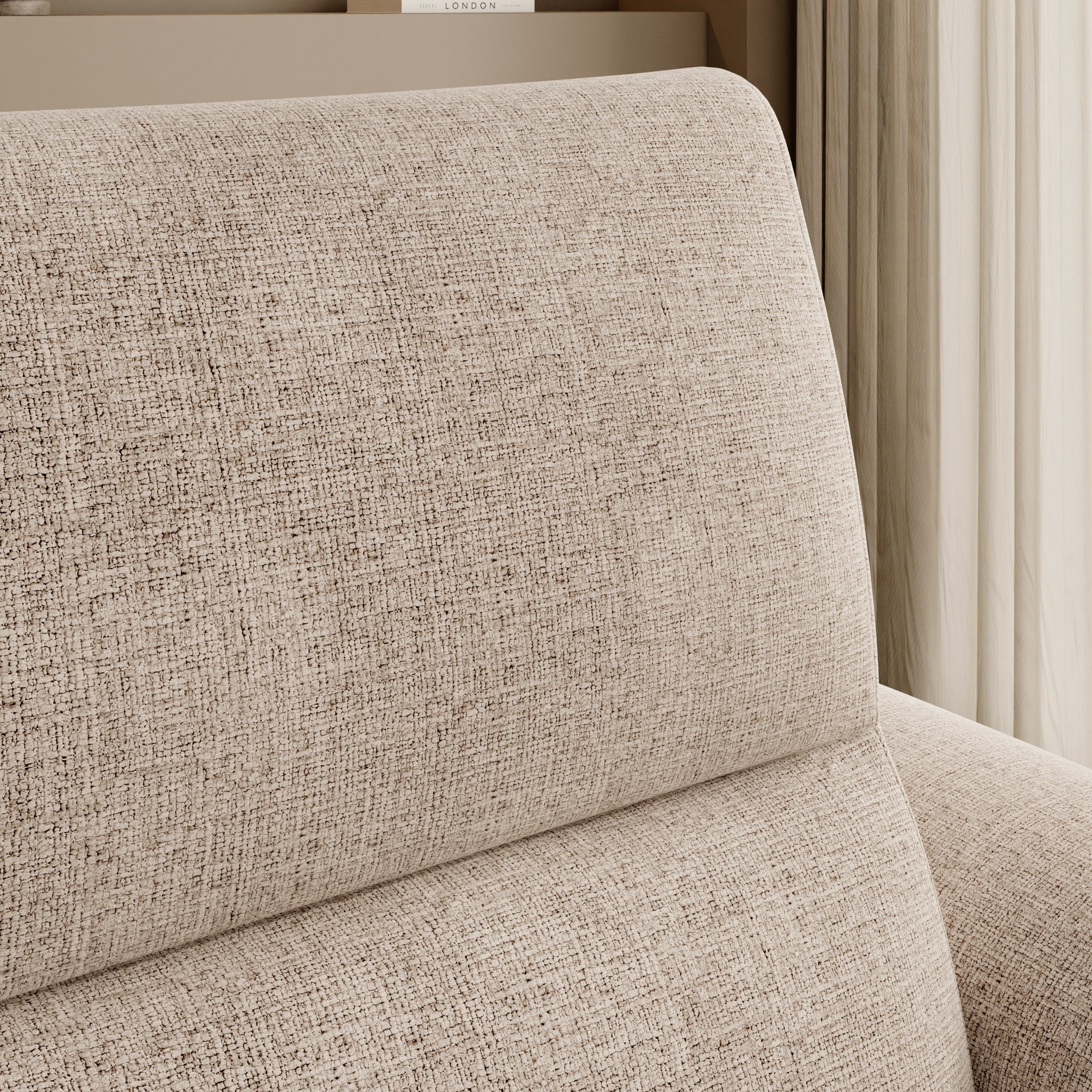 Doval - Hoekbank 3-zits met chaise longue - Stof beige - Rechts