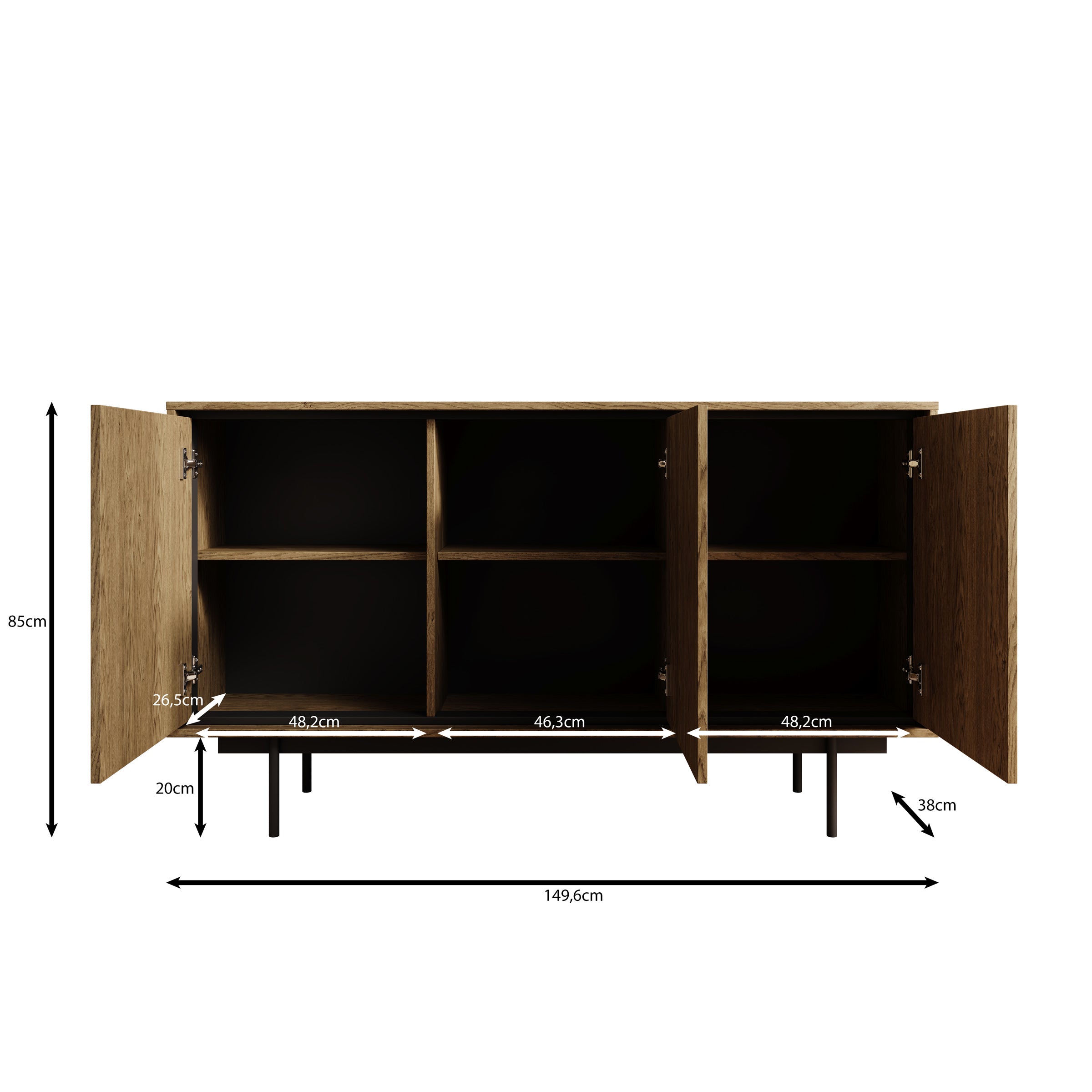 Drenn - Dressoir - Licht eikenpatroon - 150x38x85 cm