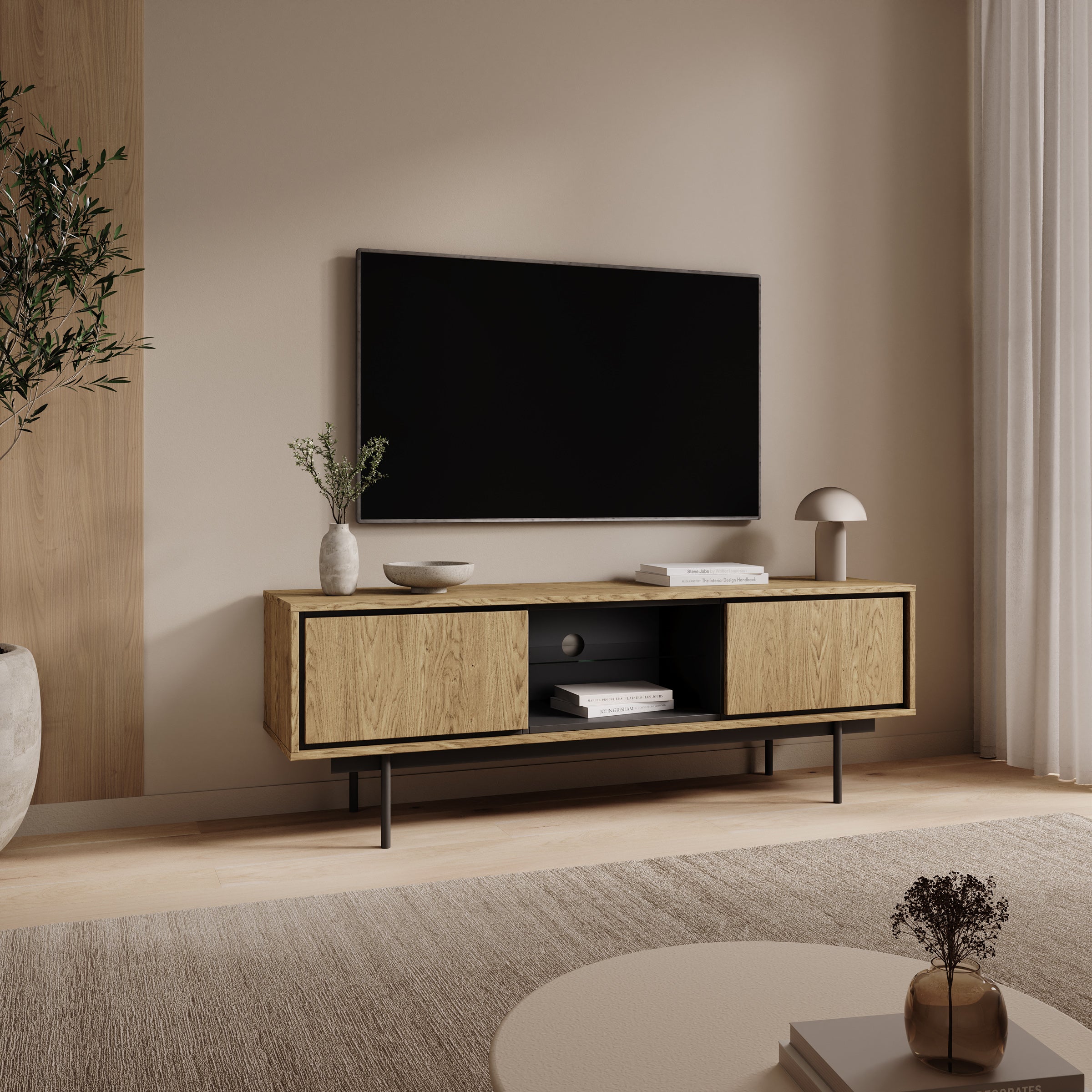 Drenn - TV-Meubel - Licht eikenpatroom - 150x38x52 cm