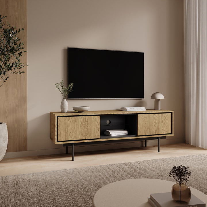 Drenn - TV-Meubel - Licht eikenpatroom - 150x38x52 cm