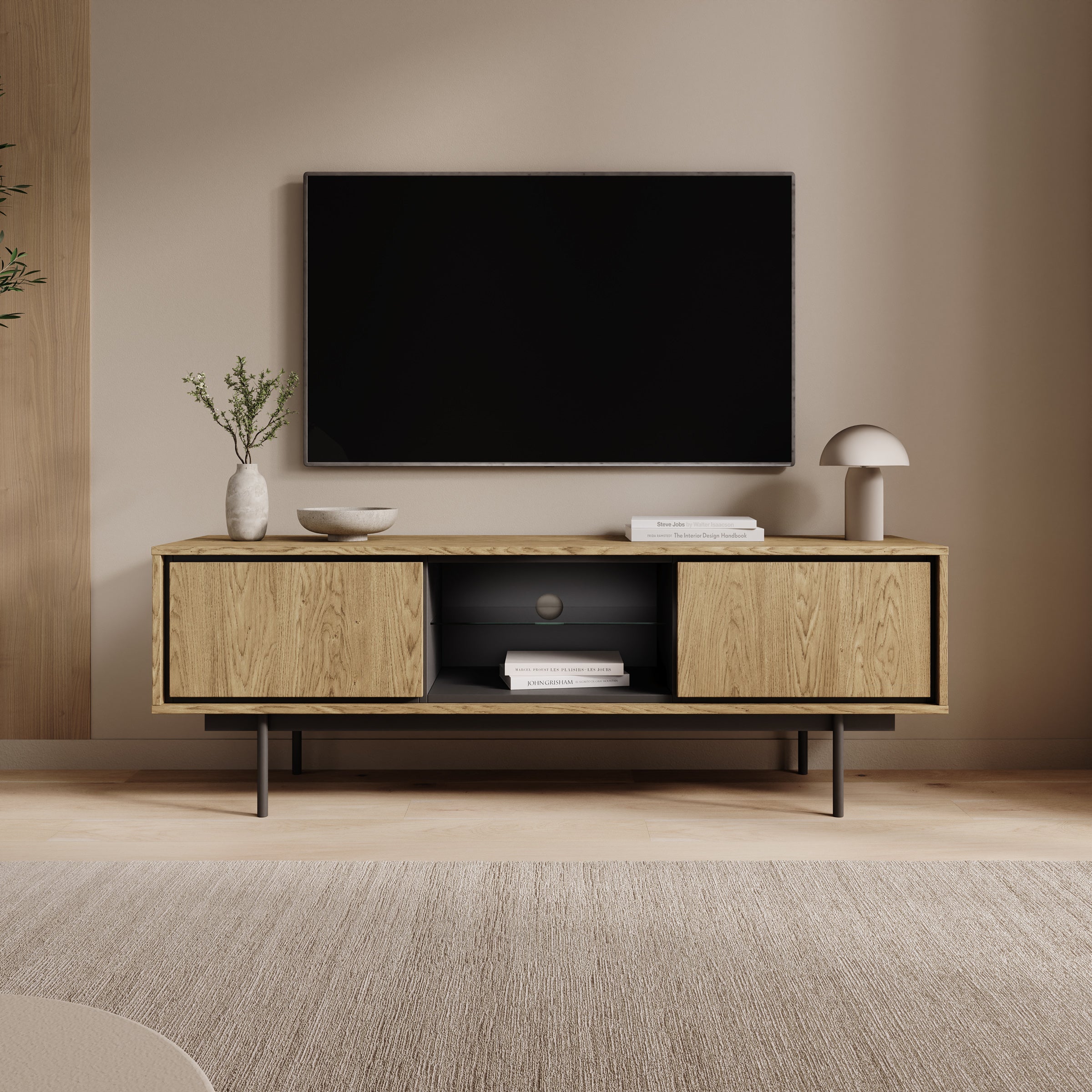 Drenn - TV-Meubel - Licht eikenpatroom - 150x38x52 cm