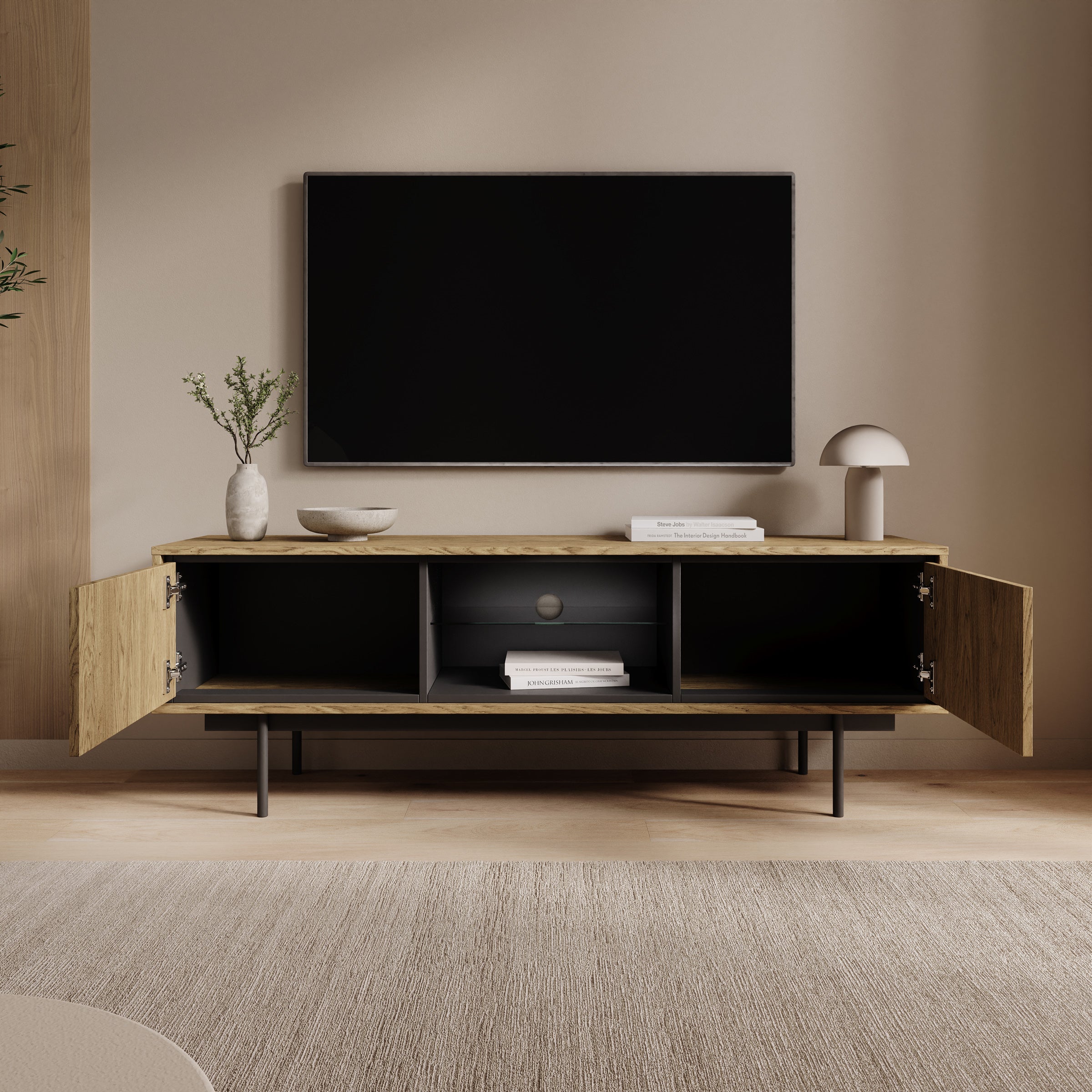 Drenn - TV-Meubel - Licht eikenpatroom - 150x38x52 cm