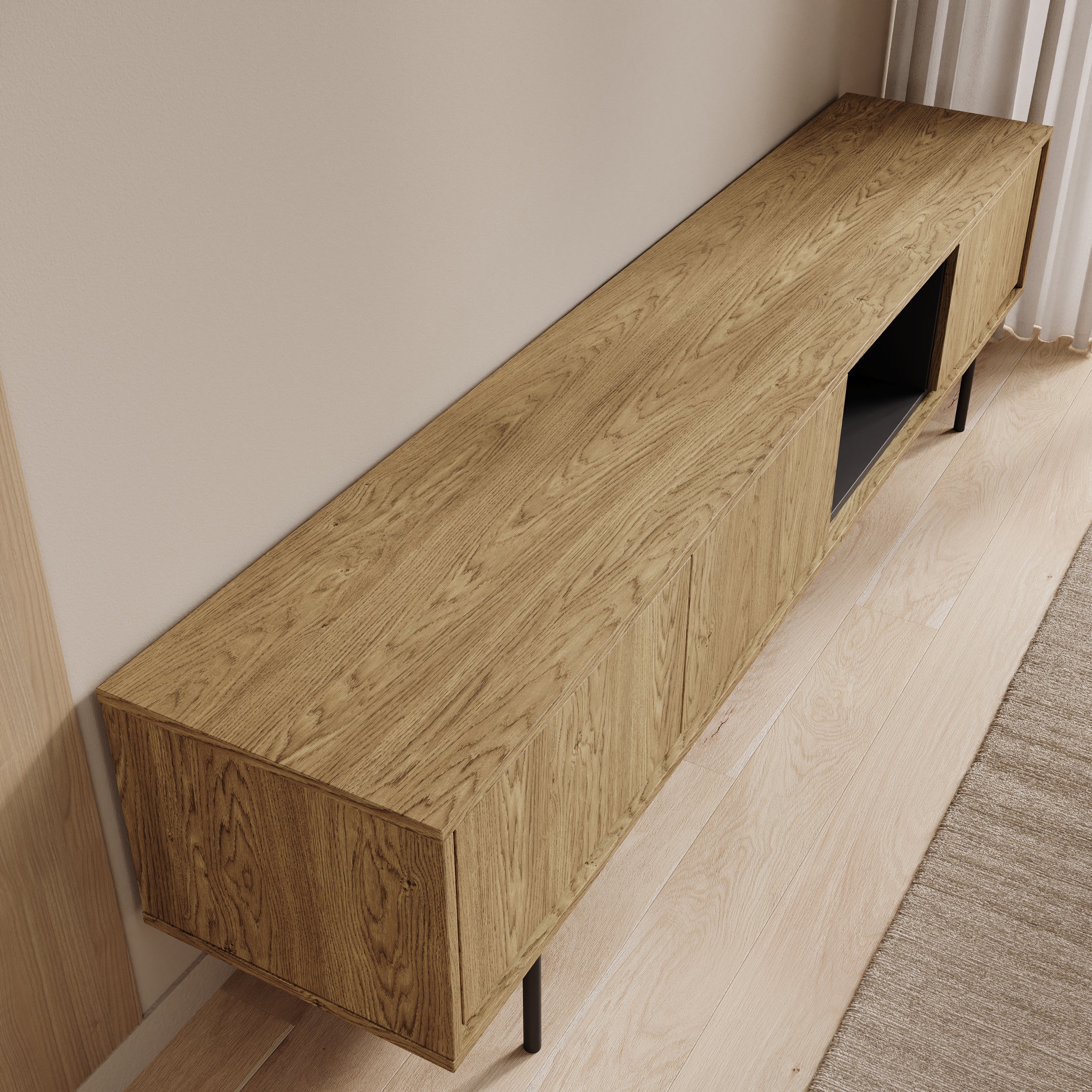 Drenn - TV-Meubel - Licht eikenpatroom - 198x38x52 cm