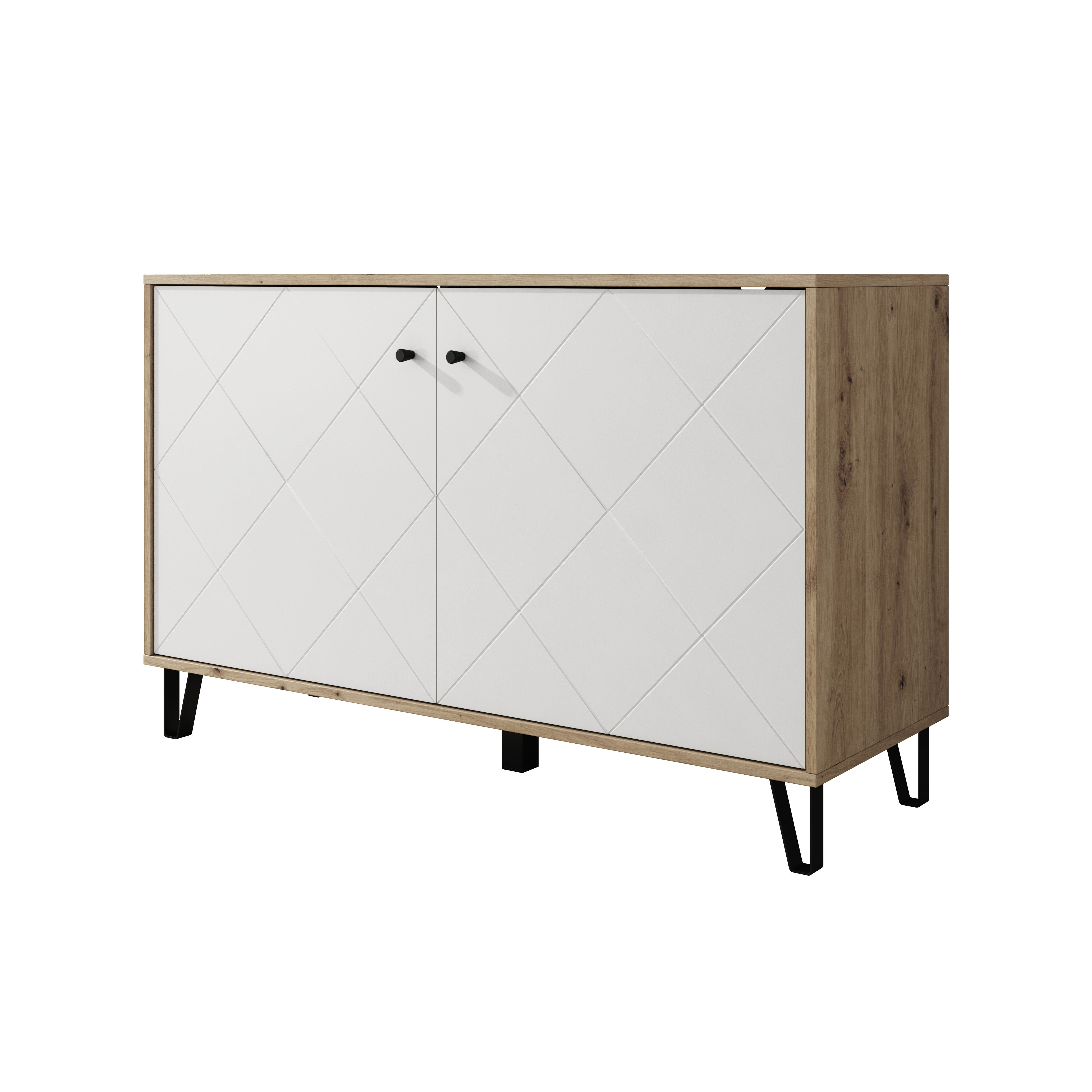 Barlo - Dressoir - Wit - Eiken - 123x40x75 cm