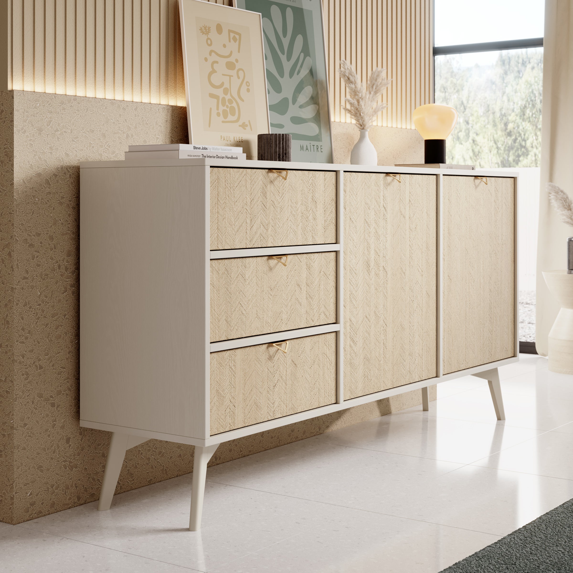 Essence - Dressoir - Beige/licht eiken - 158x38x81 cm