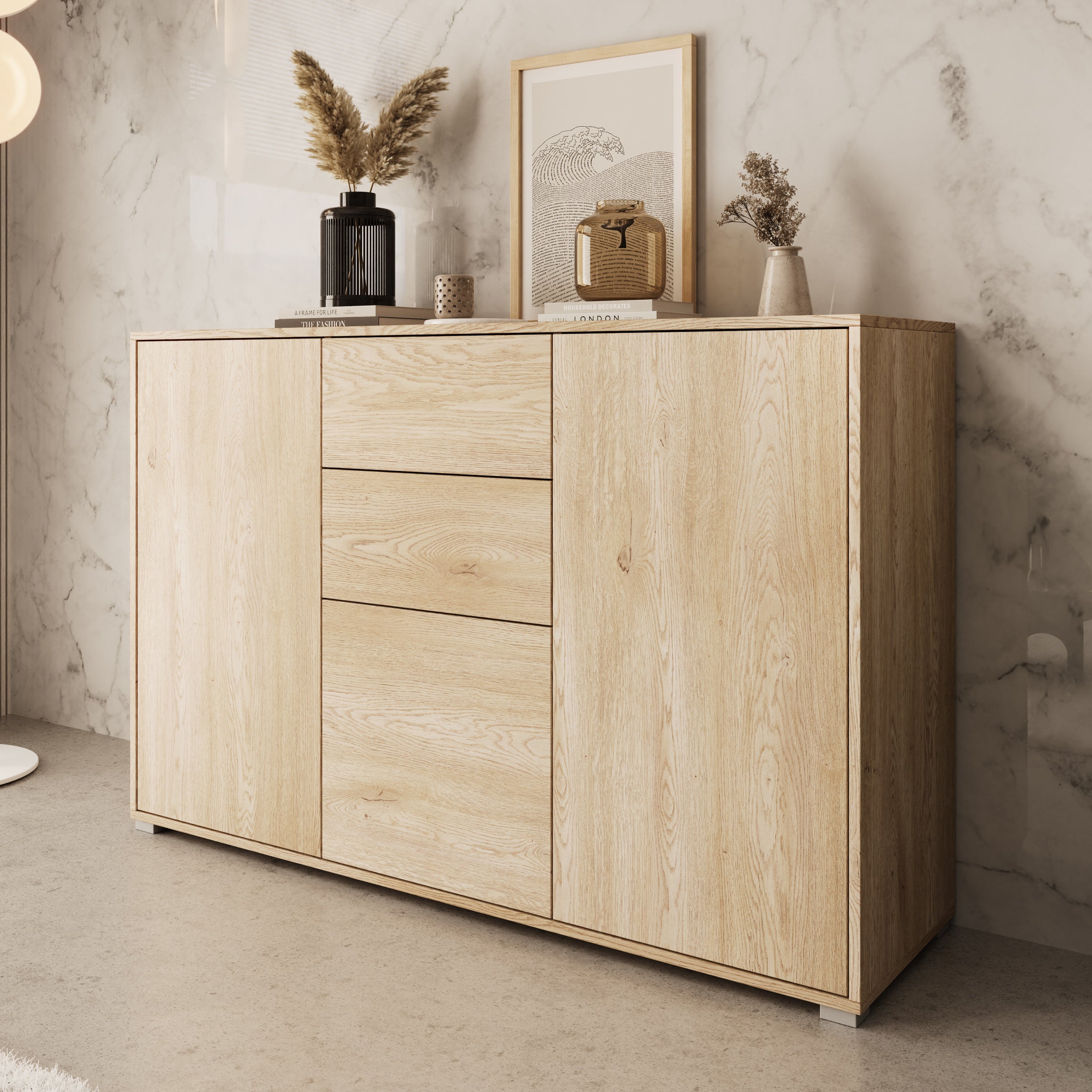 Gideon - Dressoir - Eikenpatroon - 141x41x93 cm