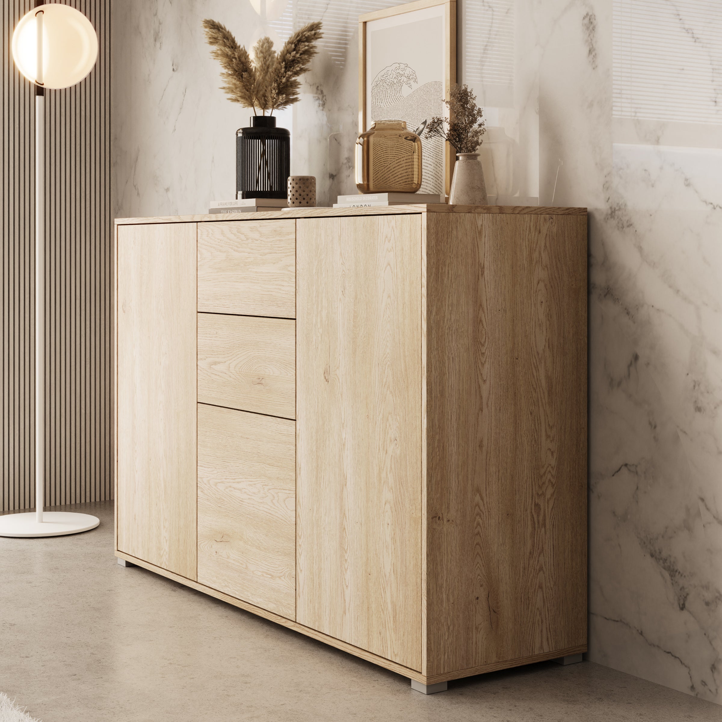 Gideon - Dressoir - Eikenpatroon - 141x41x93 cm