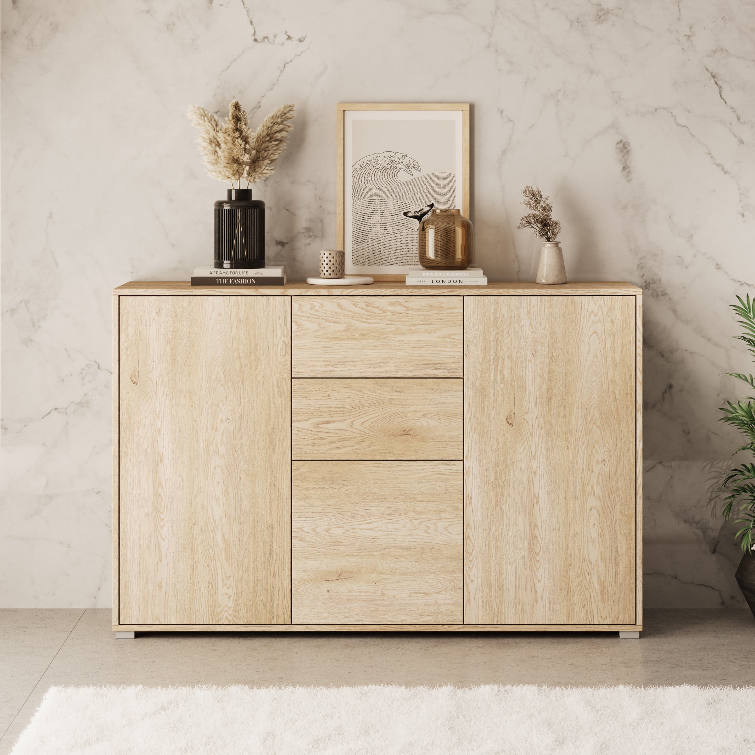 Gideon - Dressoir - Eikenpatroon - 141x41x93 cm