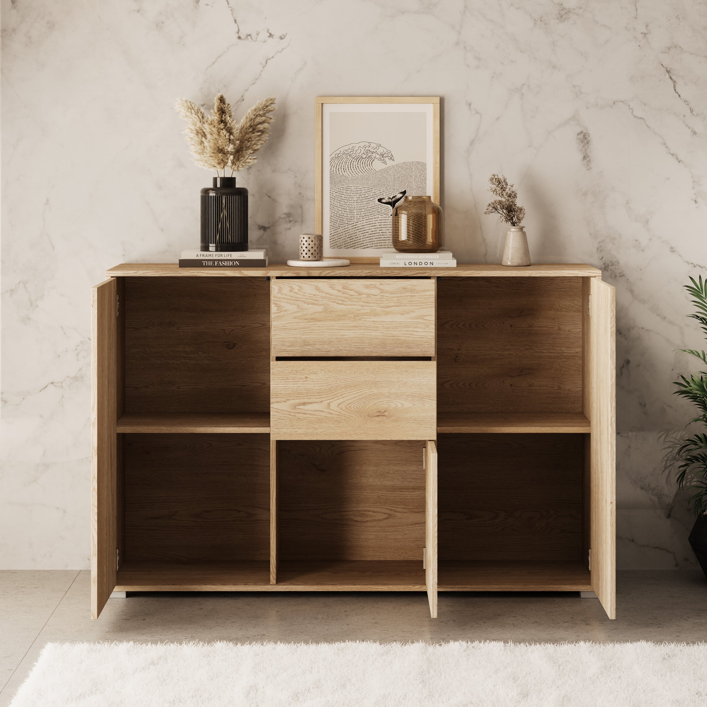 Gideon - Dressoir - Eikenpatroon - 141x41x93 cm