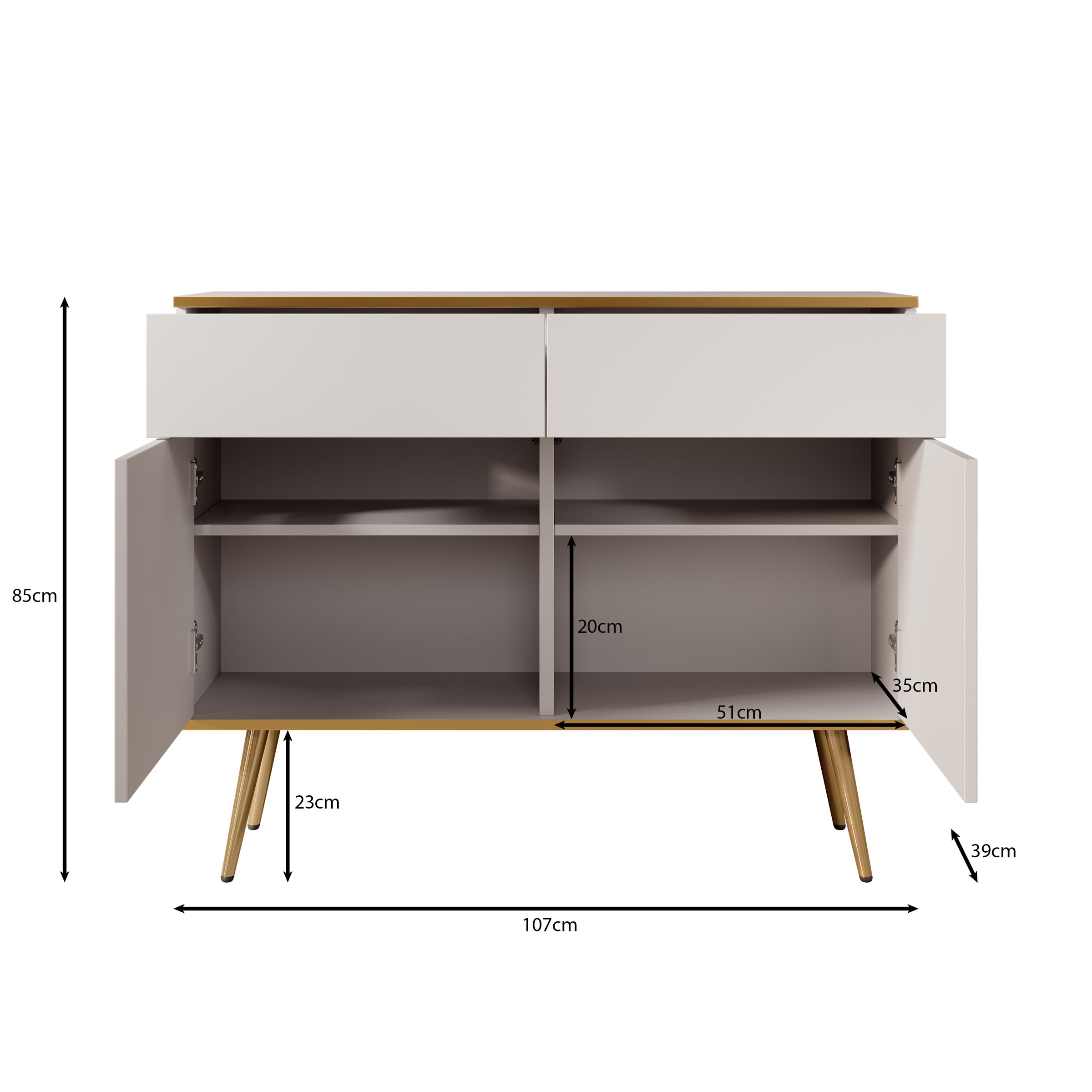 Orleans - Dressoir - Beige - 107x39x85 cm