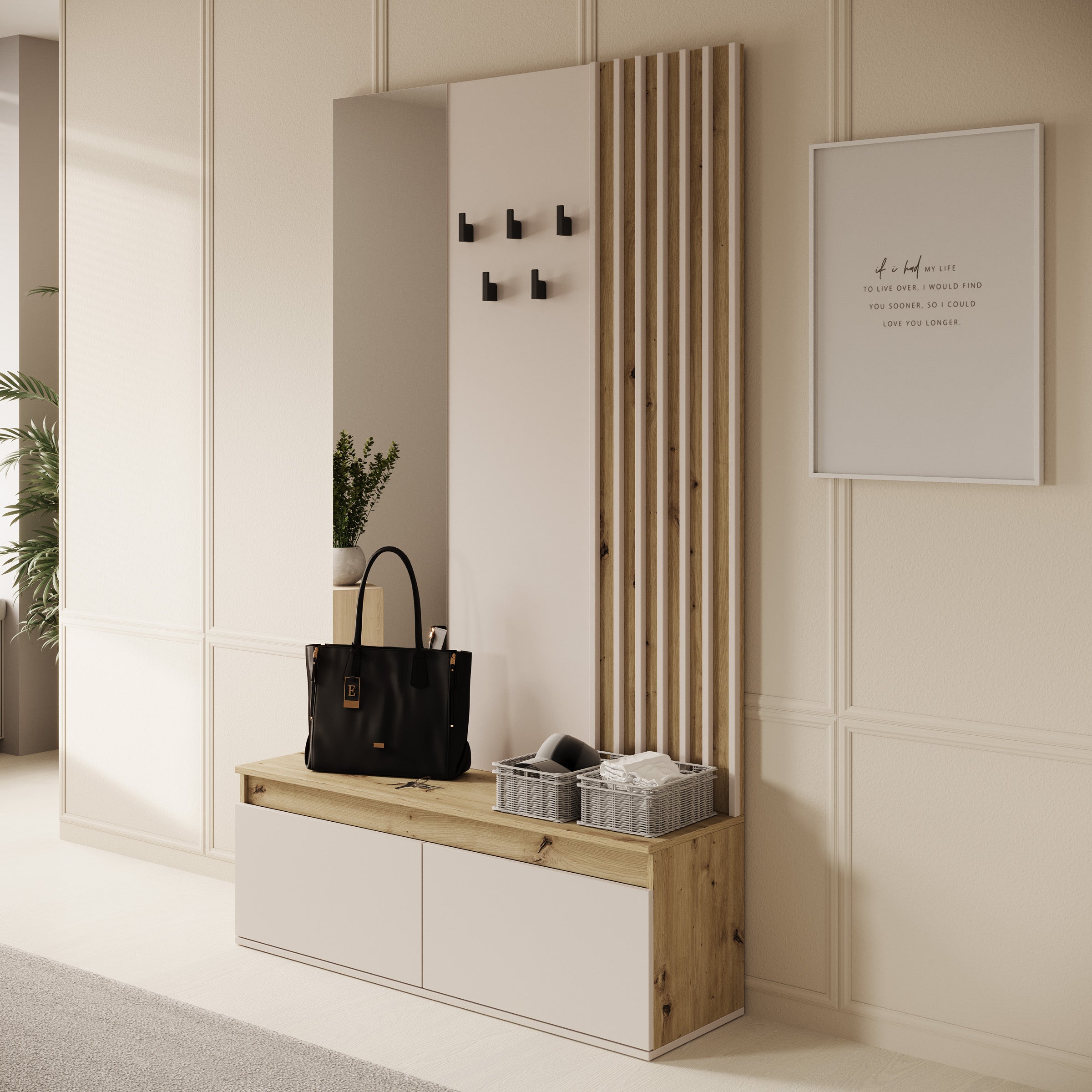 Drifter - Kapstok - Beige/Eikenpatroon - 120x34x202 cm