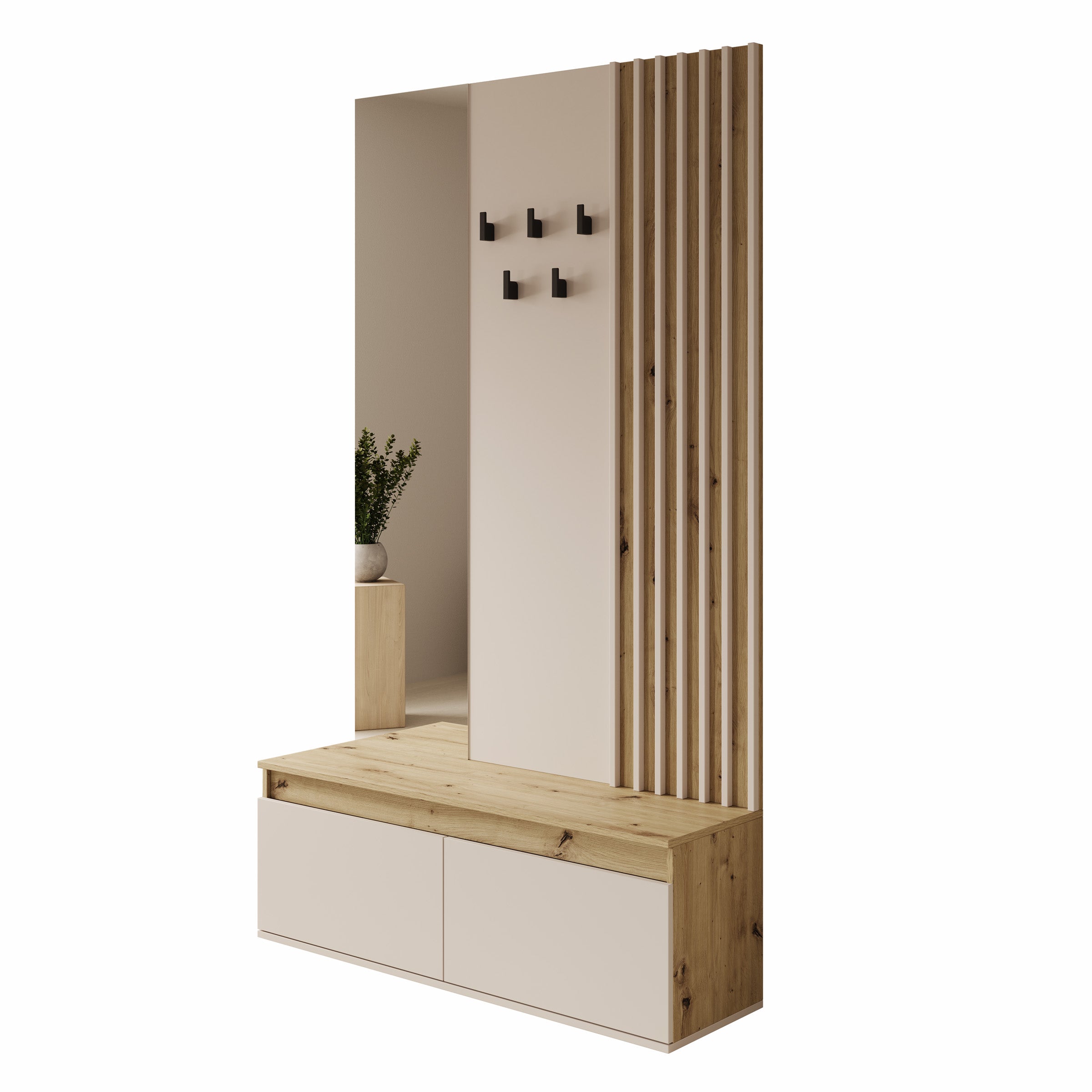 Drifter - Kapstok - Beige/Eikenpatroon - 120x34x202 cm