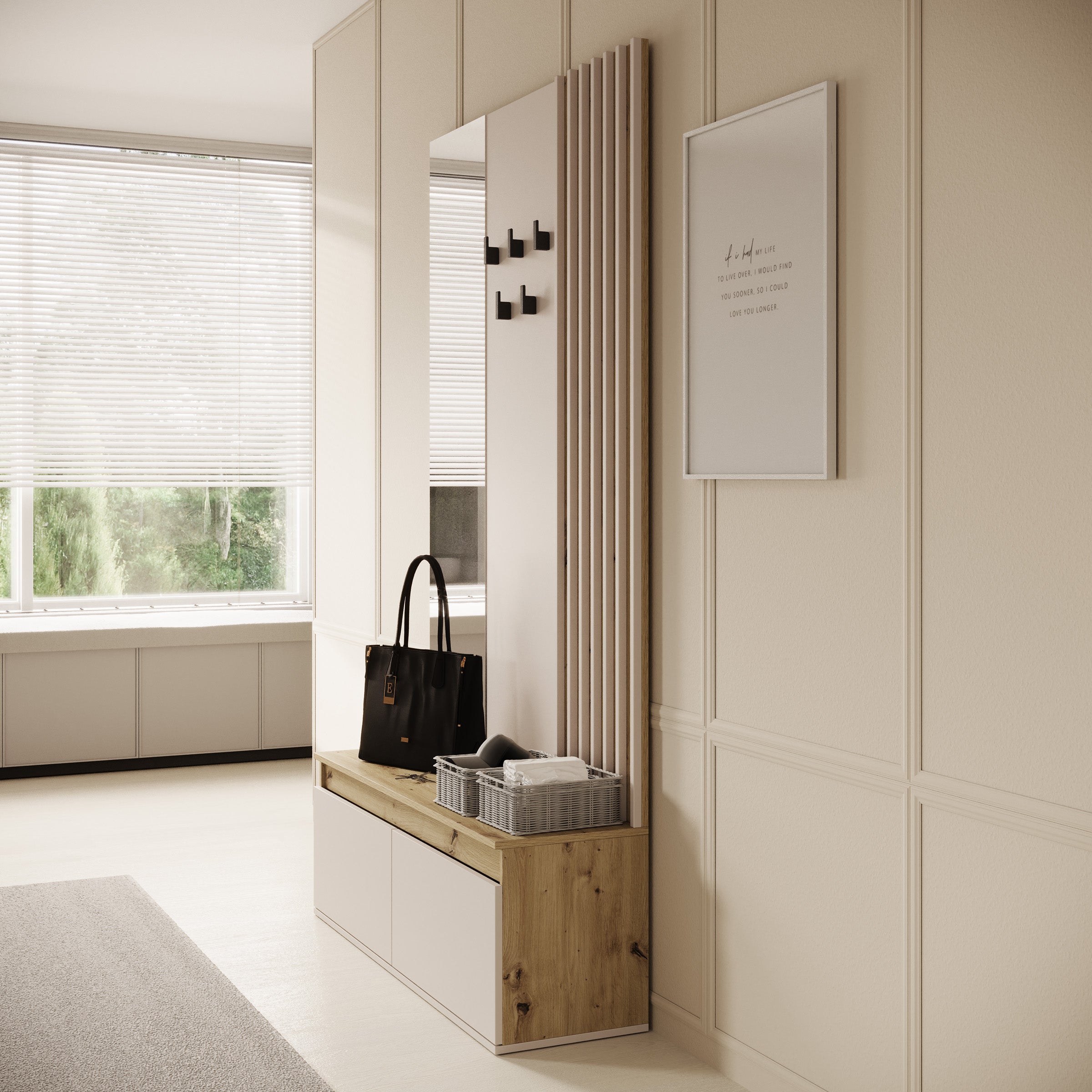 Drifter - Kapstok - Beige/Eikenpatroon - 120x34x202 cm