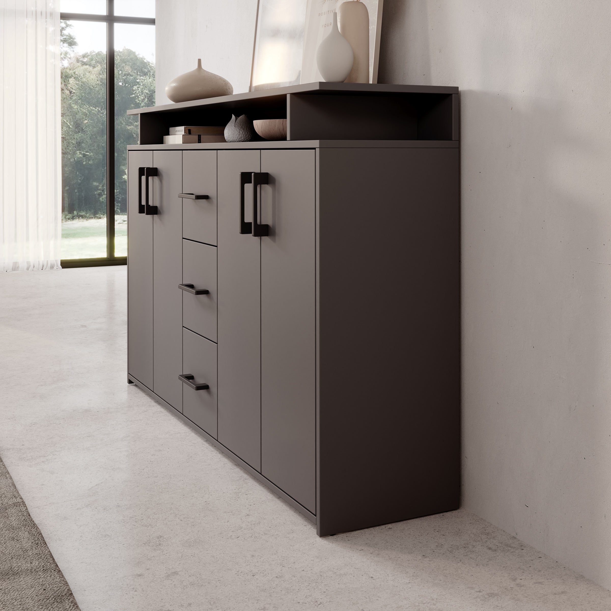 Duna - Dressoir - Antraciet - 139x34x90 cm