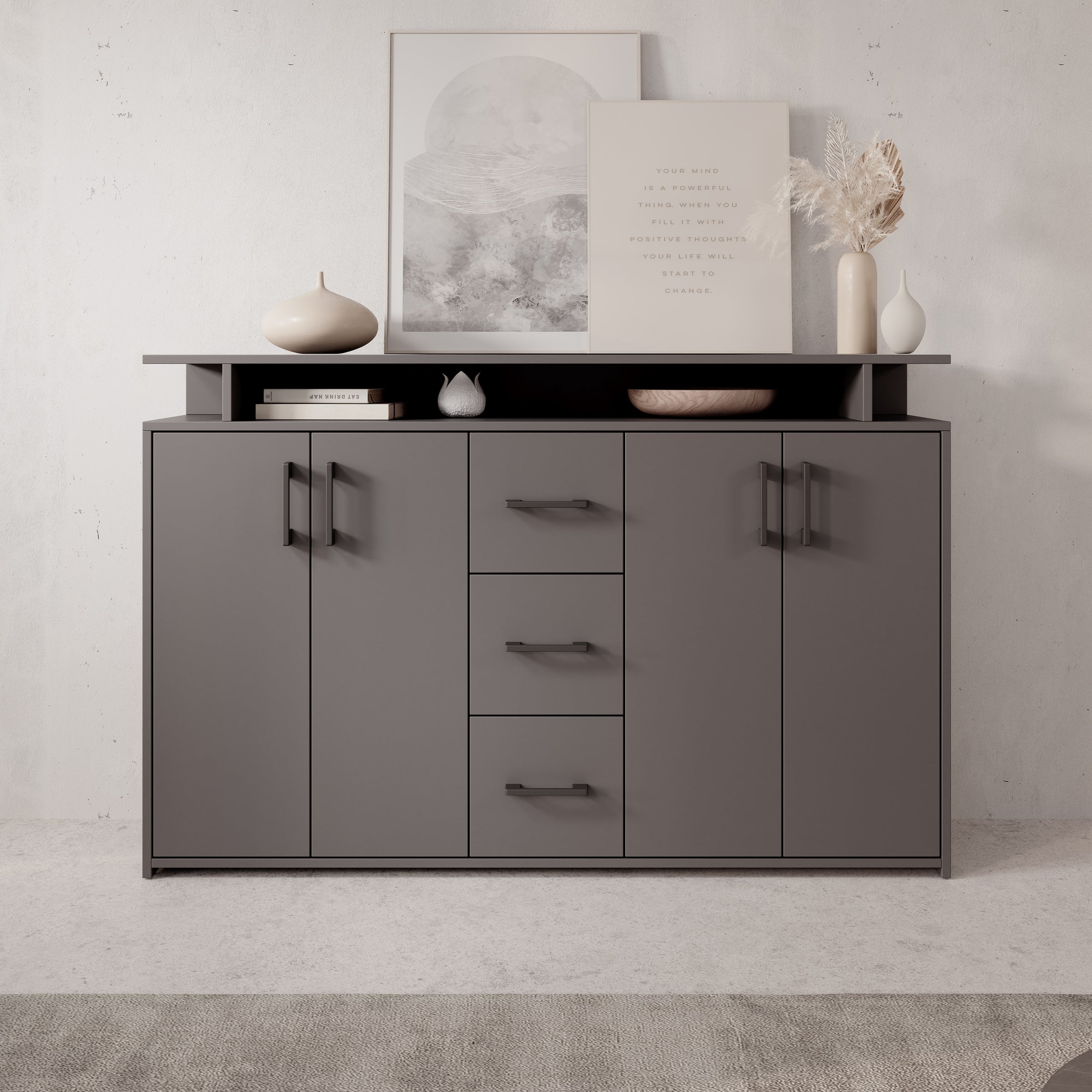 Duna - Dressoir - Antraciet - 139x34x90 cm