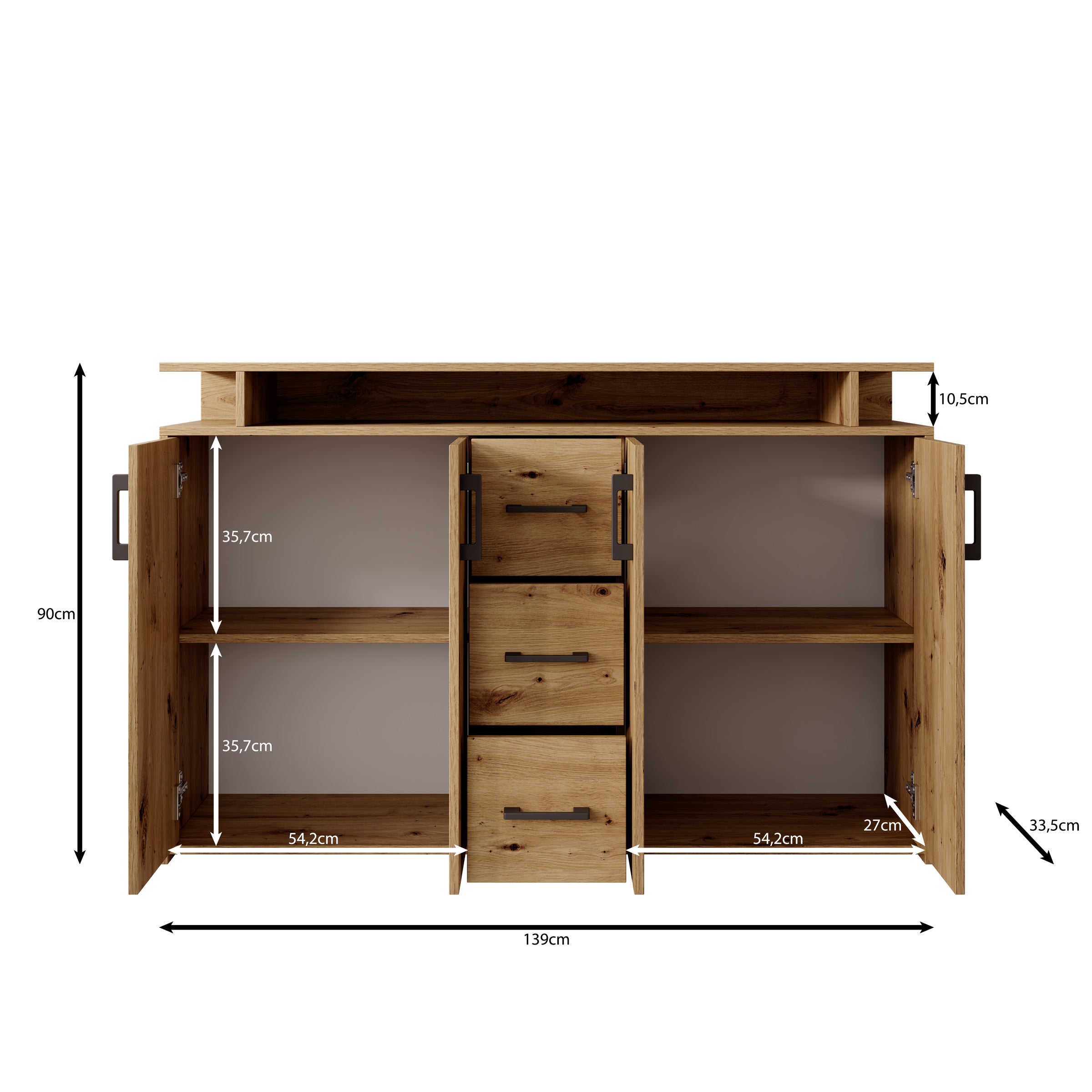 Duna - Dressoir - Eikenpatroon - 139x34x90 cm