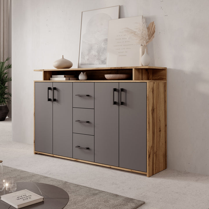 Duna - Dressoir - Eikenpatroon/Antraciet - 139x34x90 cm