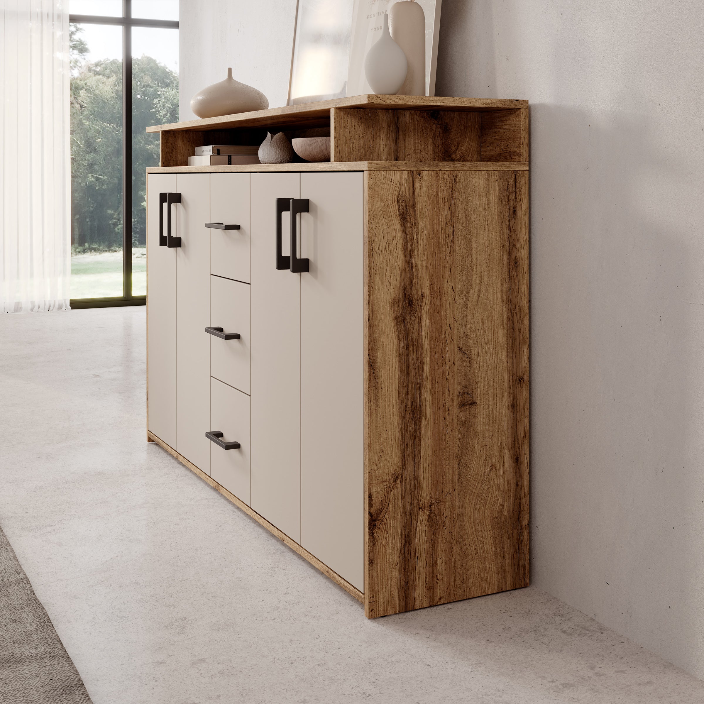 Duna - Dressoir - Eikenpatroon/Beige - 139x34x90 cm