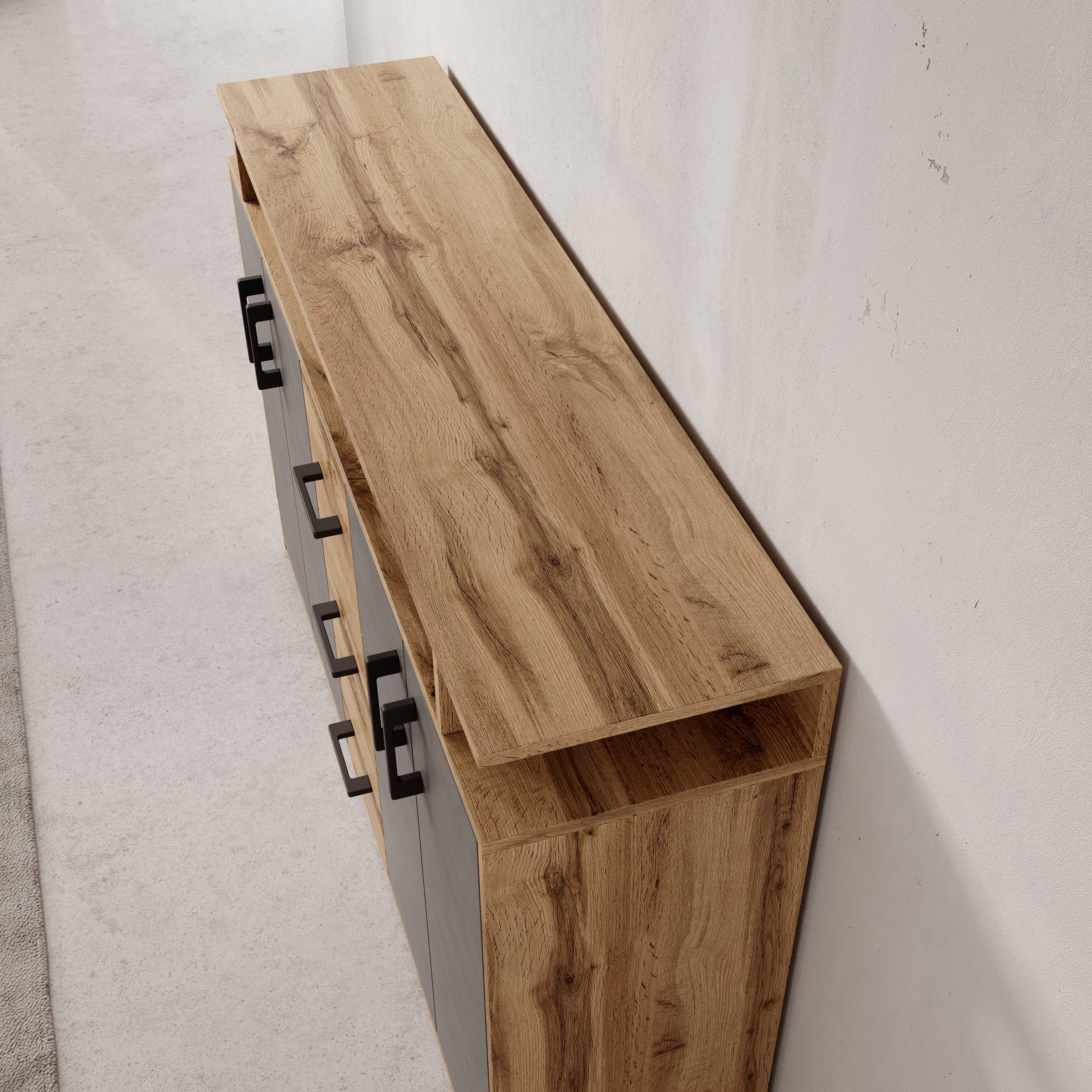 Duna - Dressoir - Eikenpatroon/Grijs - 139x34x90 cm