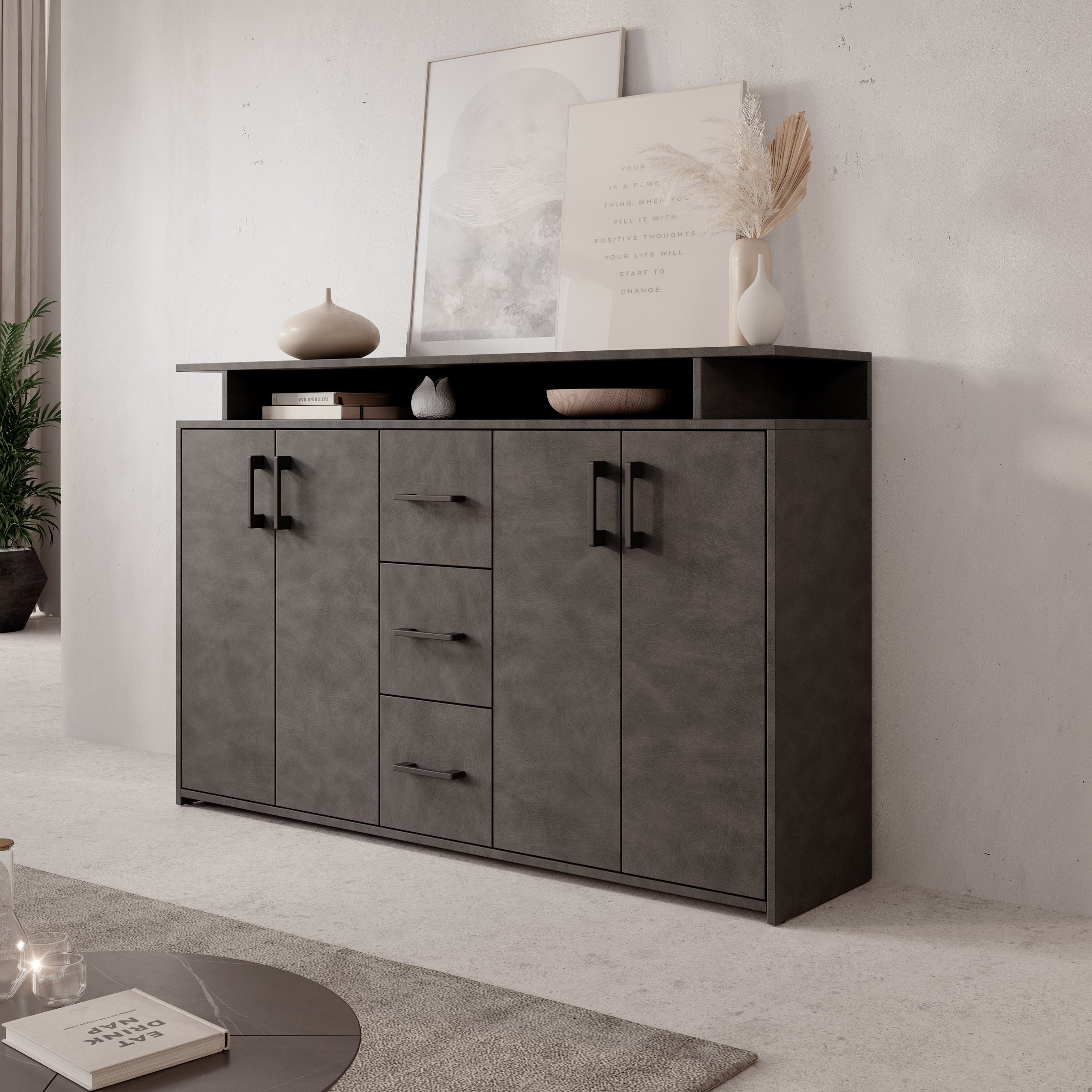 Duna - Dressoir - Grijs - 139x34x90 cm